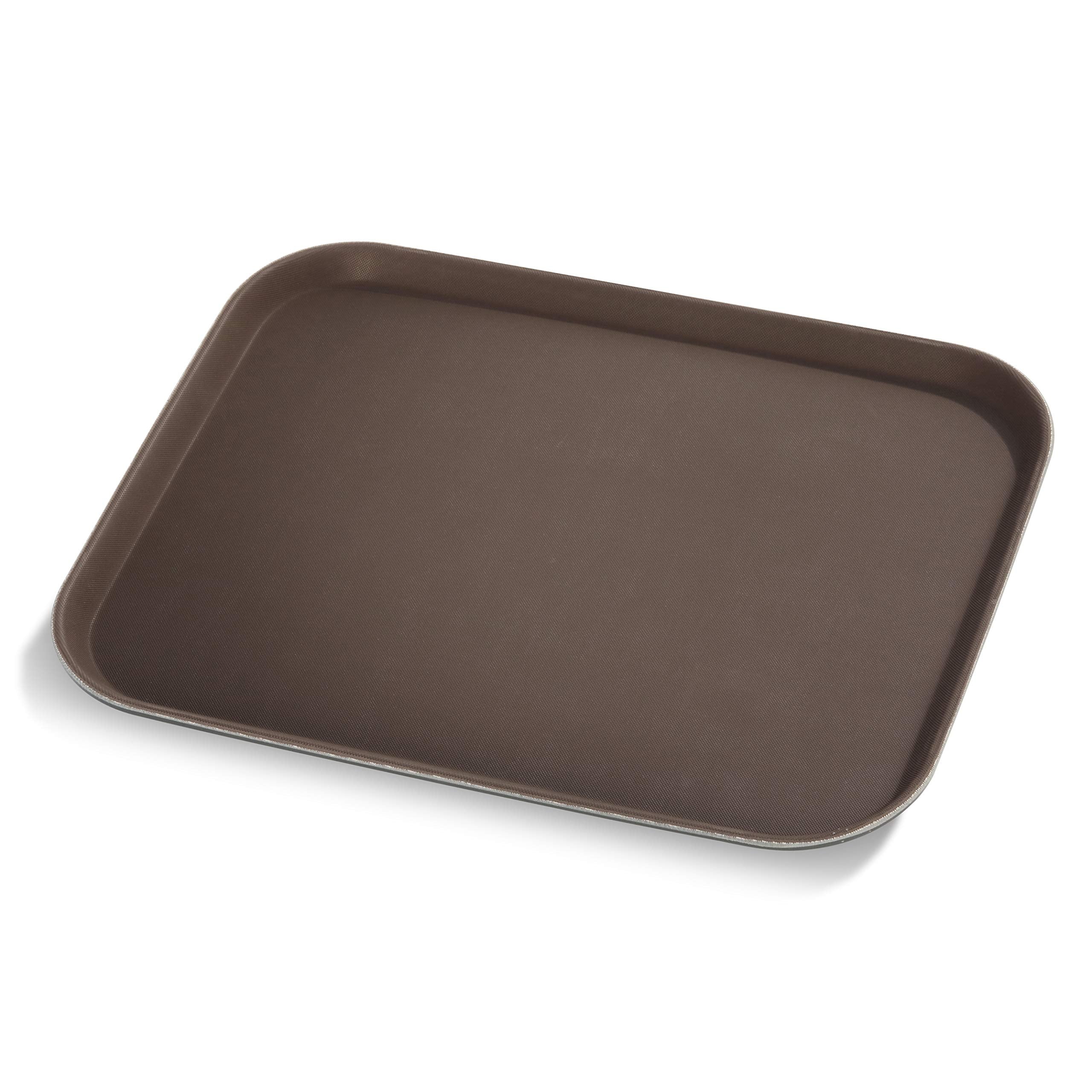 New Star Foodservice 25125 Restaurant Grade Non-Slip Tray, Plastic, Rubber Lined, Rectangular, 14-Inch X 18-Inch, Brown