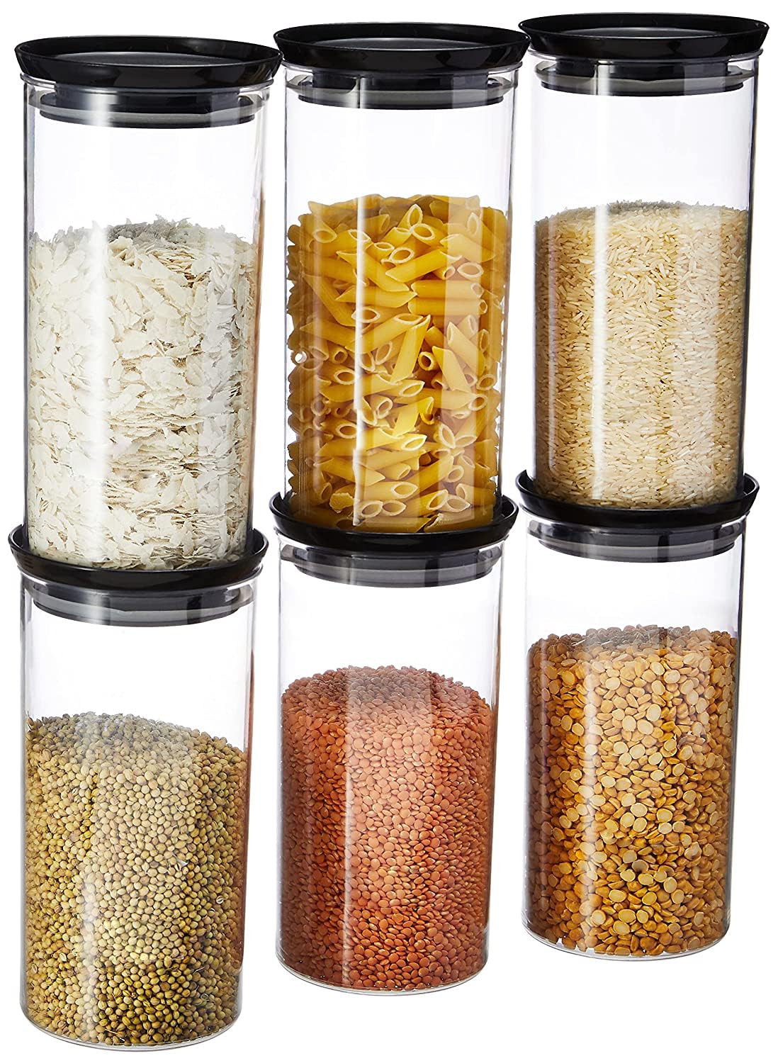 Homeor Plastic Storage Jar And Container Set I Air Tight & Bpa Free Stackable Containers For Kitchen Storage Set I Grocery Kitch