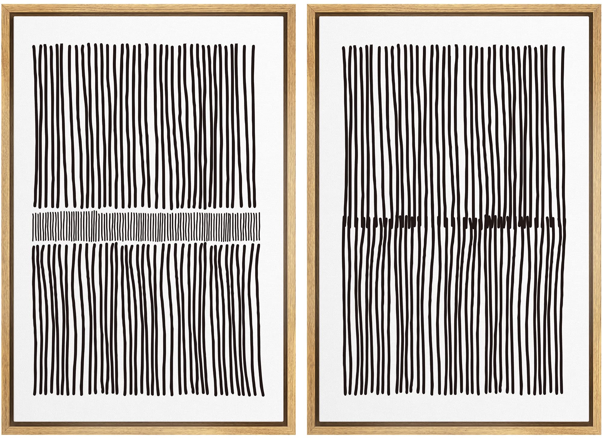 Signwin Framed Canvas Print Wall Art Set Geometric Dark Black Line Landscape Abstract Shapes Illustrations Modern Art Decorative