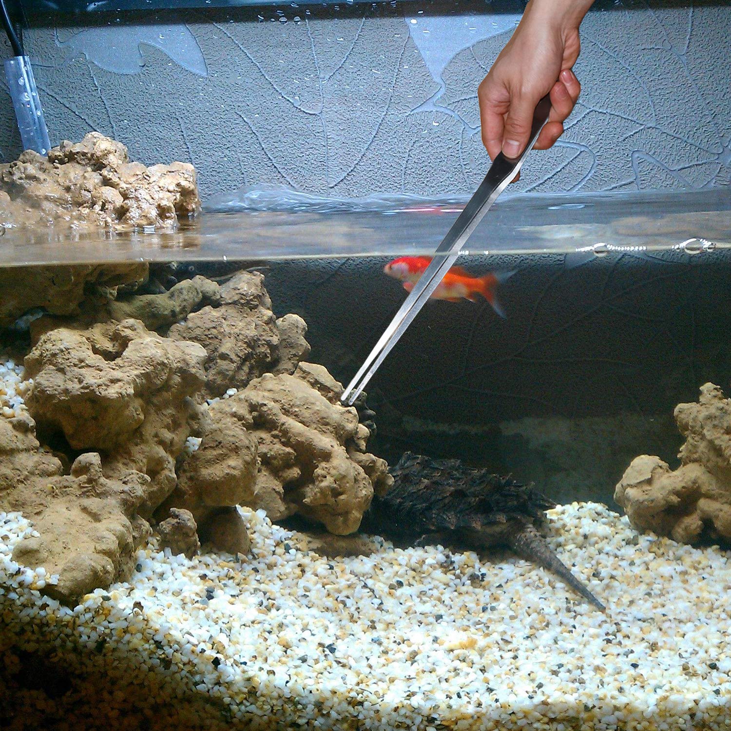 Stainless Steel Polished Extra-Long 15 inch Tongs Tweezers with Precision Serrated Tips for Garden  Kitchen  Indoor & Outdoor