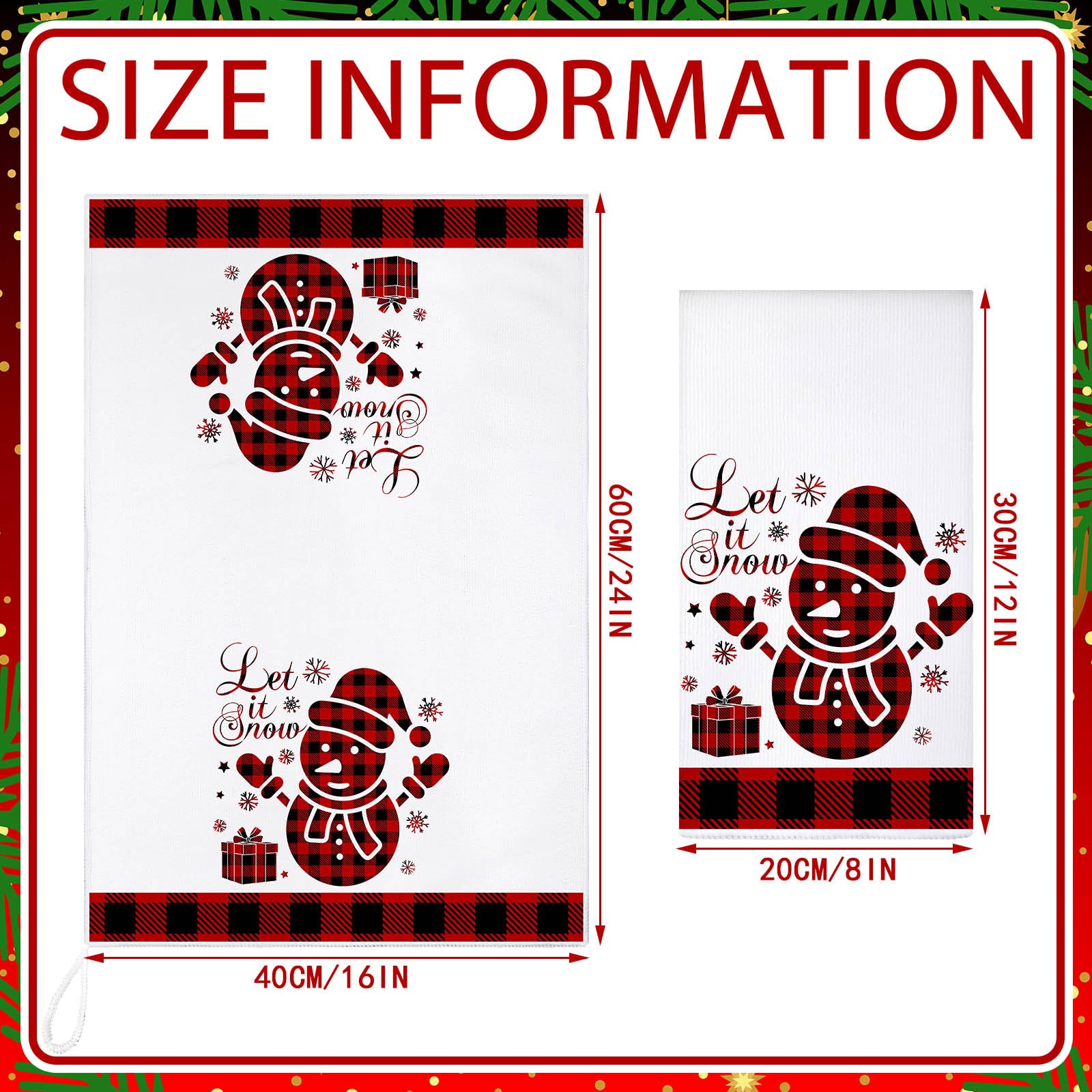 Sratte 6 Pcs Christmas Kitchen Towels Red Black Buffalo Plaid Tea Dishtowels Absorbent Winter Gnome Truck Snowman Bathroom Hand