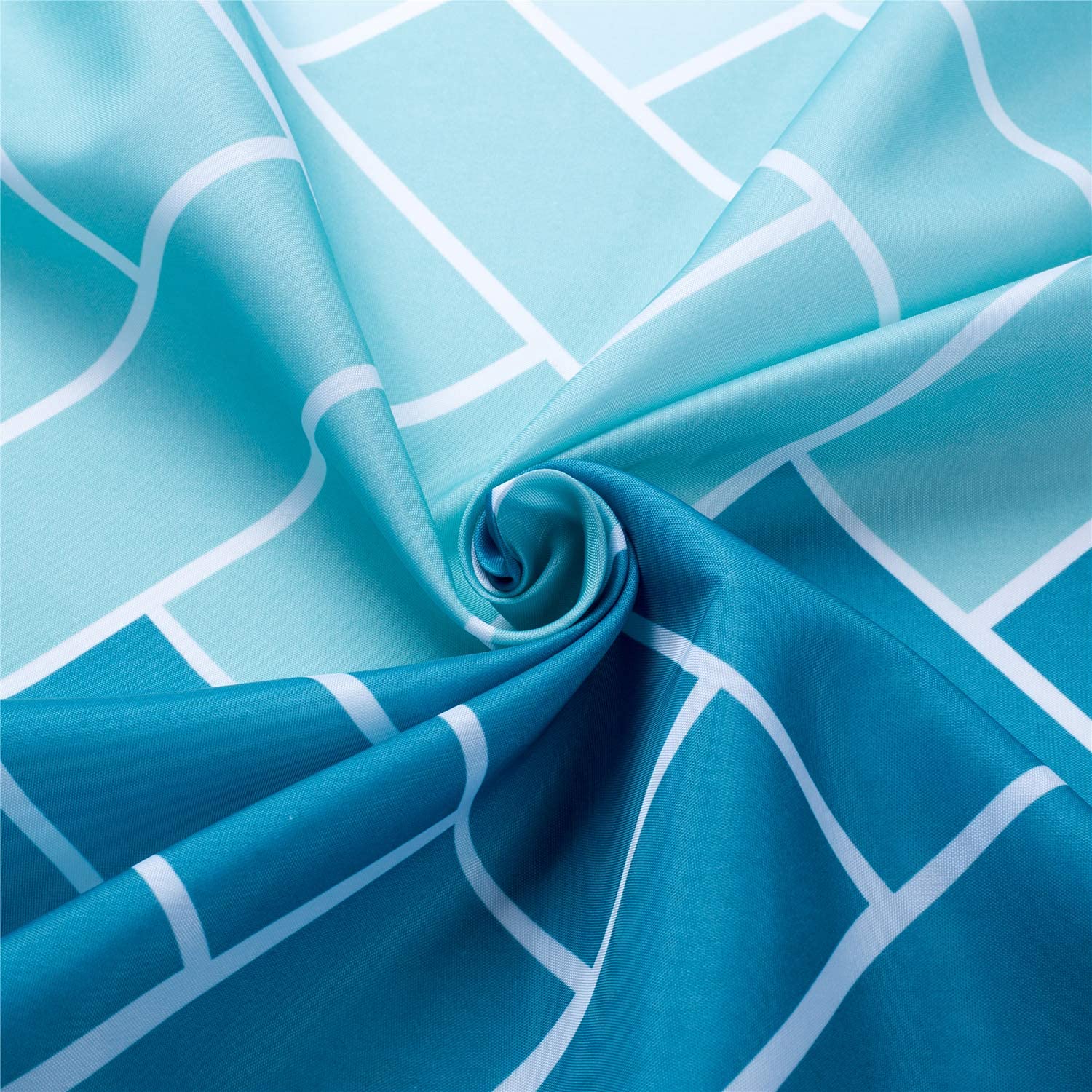 MORNITE Stall Fabric Shower Curtains Bathroom  Waterproof Washable Polyester Set 6 Hooks Rings Teal Light Blue Ombre White  Narrow Size 36'' W x 72'' L Inch