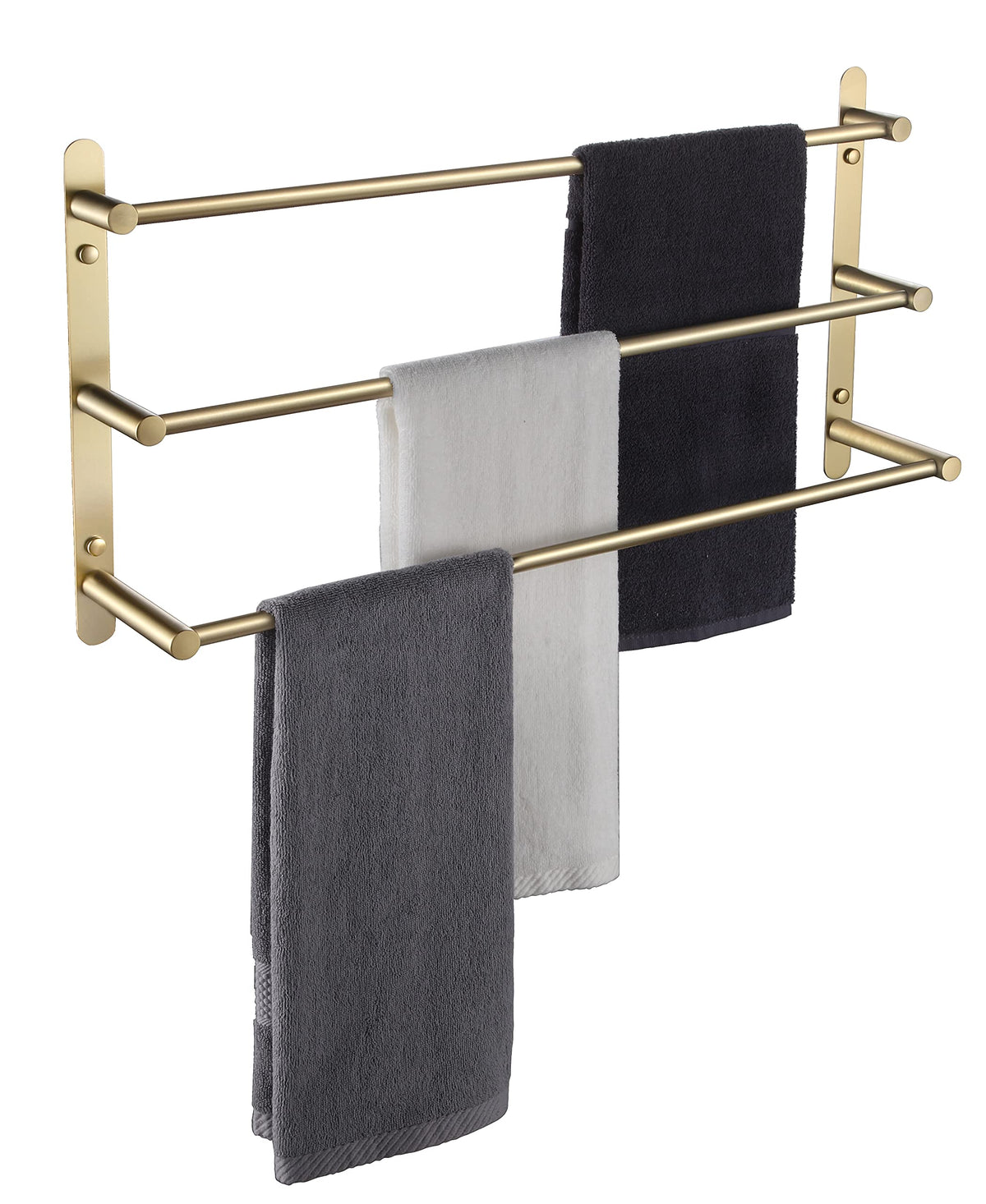 Kokosiri Bath Towel Bars Bathroom 3-Tiers Ladder Towel Holder Rails Wall Mounted Towels Shelves Rack Stainless Steel, Brushed Go