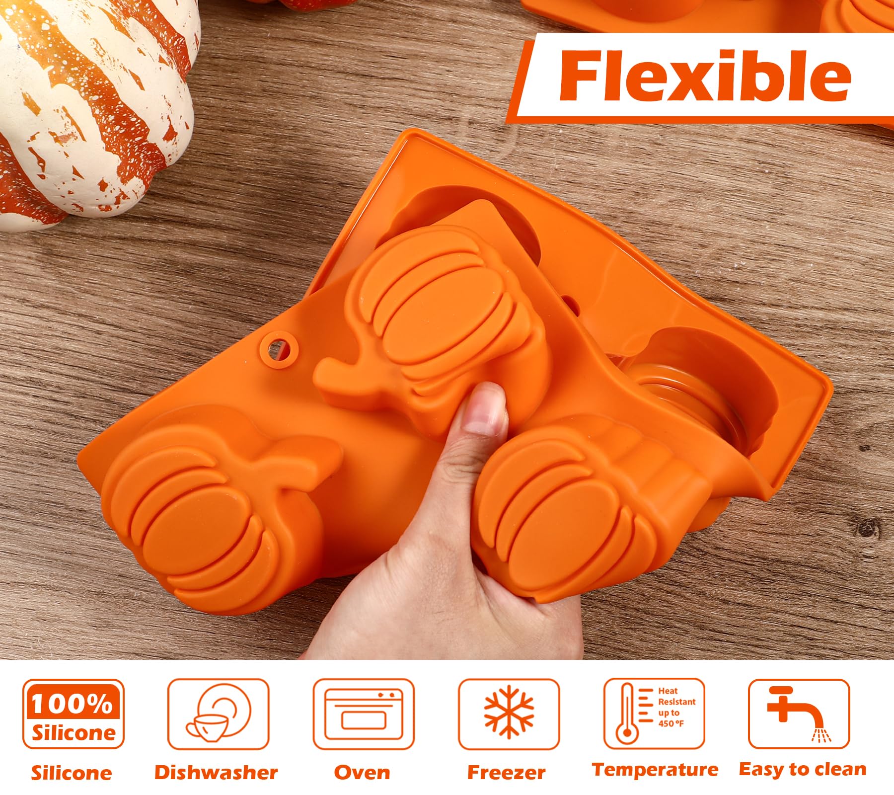 Webake Pumpkin Cake Molds Silicone Pumpkin Cake Pan 6-Cavity Pumpkin Mold For Baking Cupcake Chocolate (Pack Of 2)