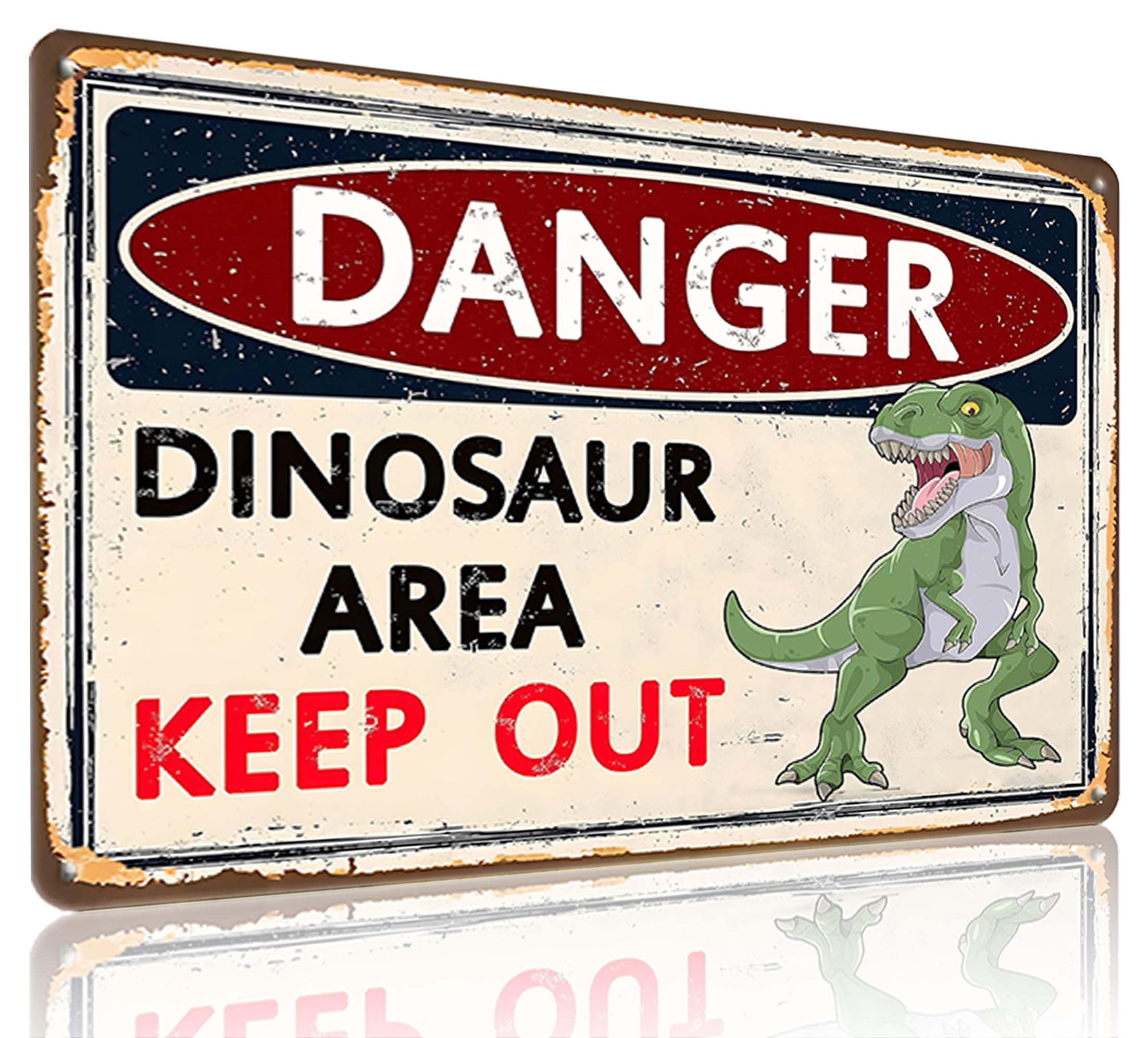Smilelife Dinosaur Gifts Vintage Dinosaur Sign Danger Dinosaur Area Keep Out Tin Sign for Boys Room Dino Themed Room Nursery Roo