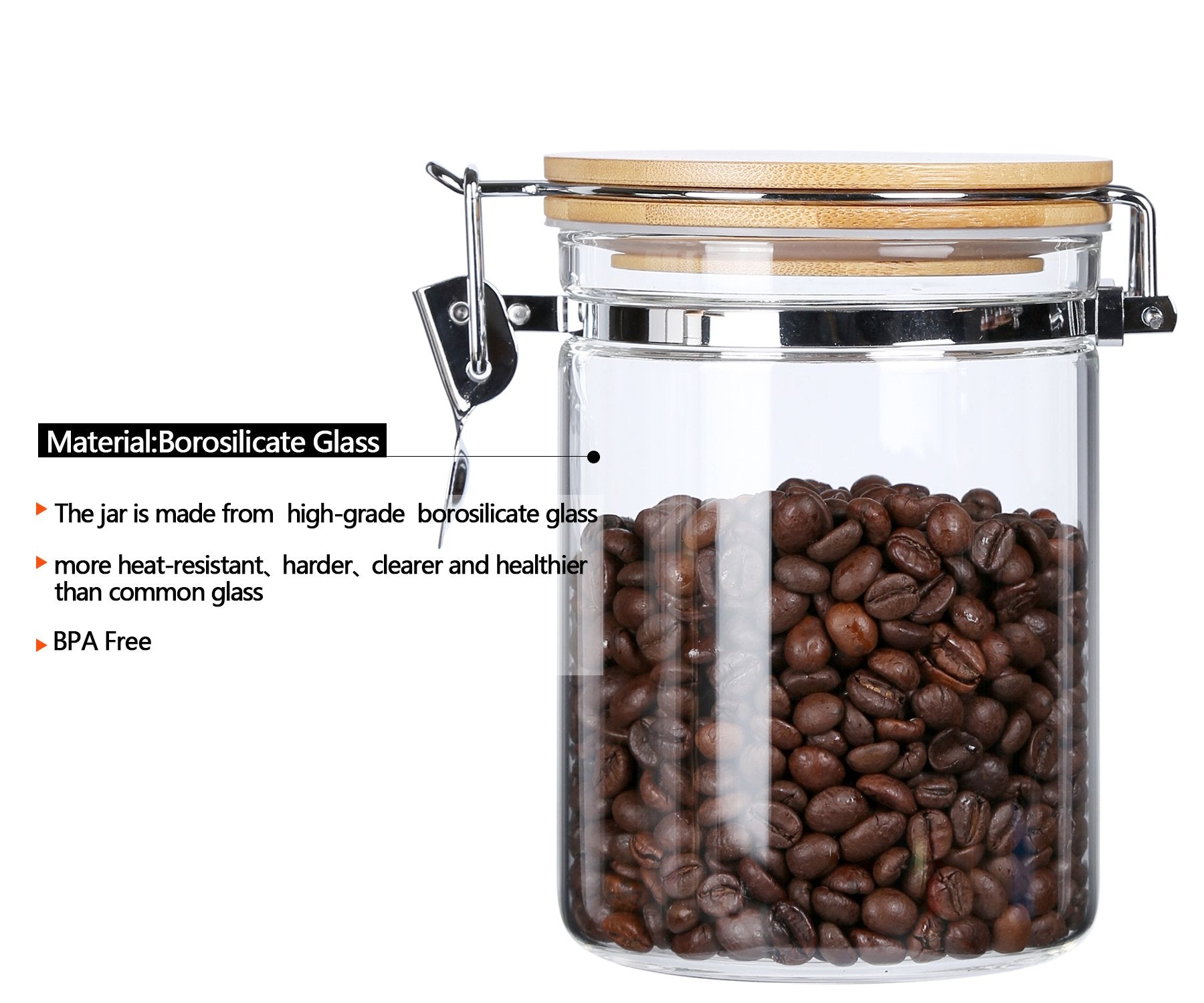 Kkc Home Accents Borosilicate Glass Jars With Airtight Lid,Sealed Jars Locking Clamp Lid, Airtight Glass Food Storage Container