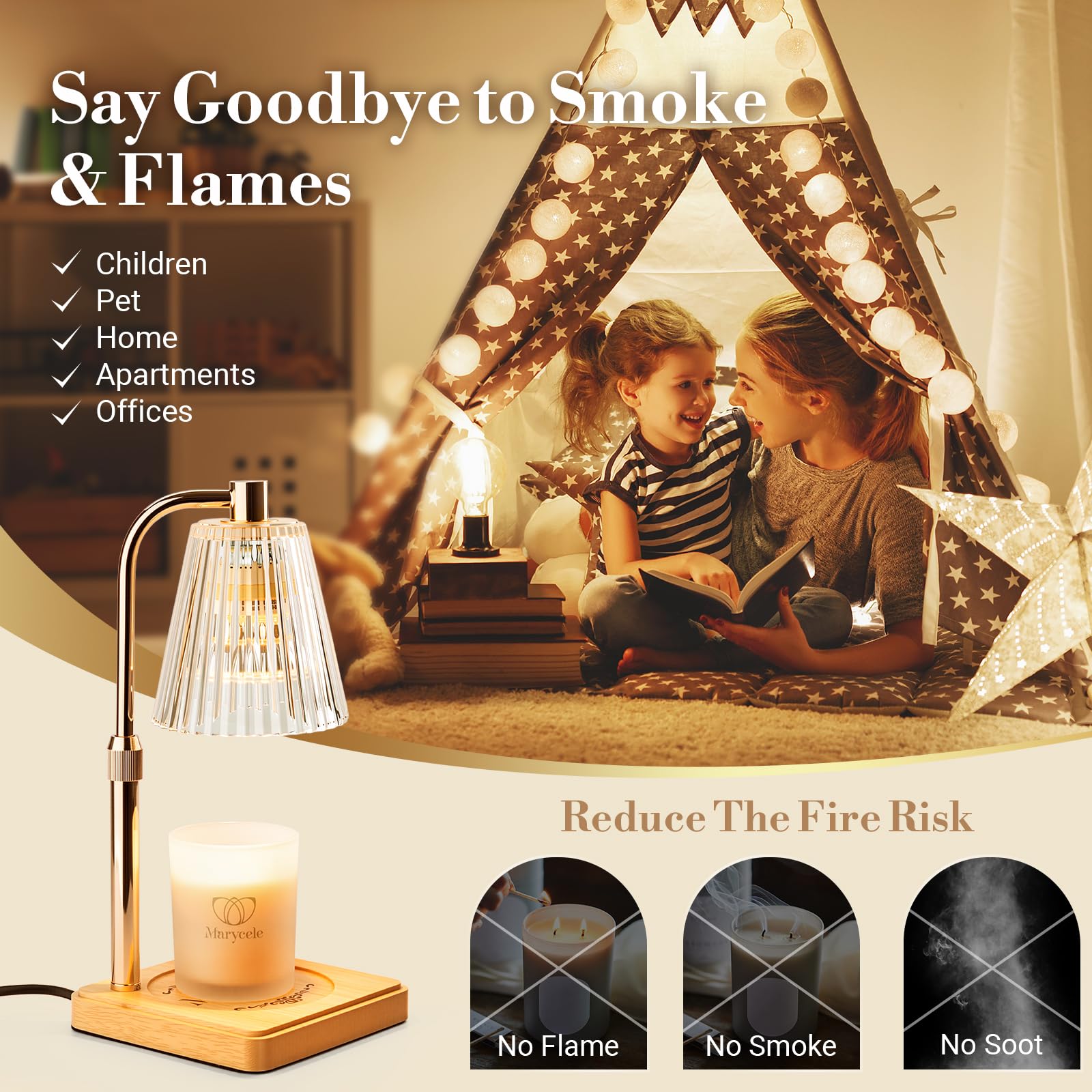 Marycele Candle Warmer Lamps 2 Pack, Electric Wax Warmer Lamp with Timer for Jar Candles, Aesthetic Home Decor, Housewarming Gif