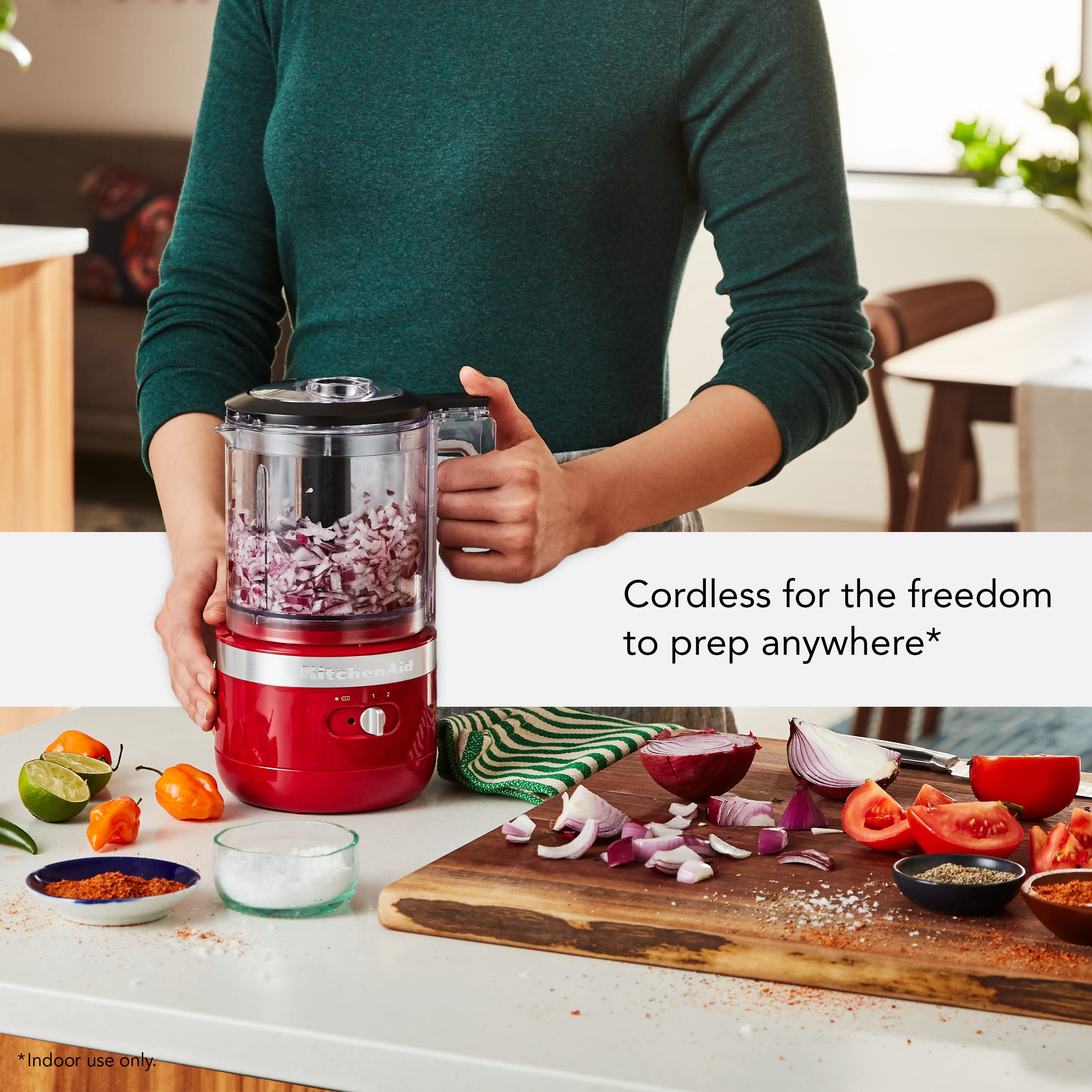 KitchenAid Cordless 5 Cup Food Chopper - KFCB519, Empire Red