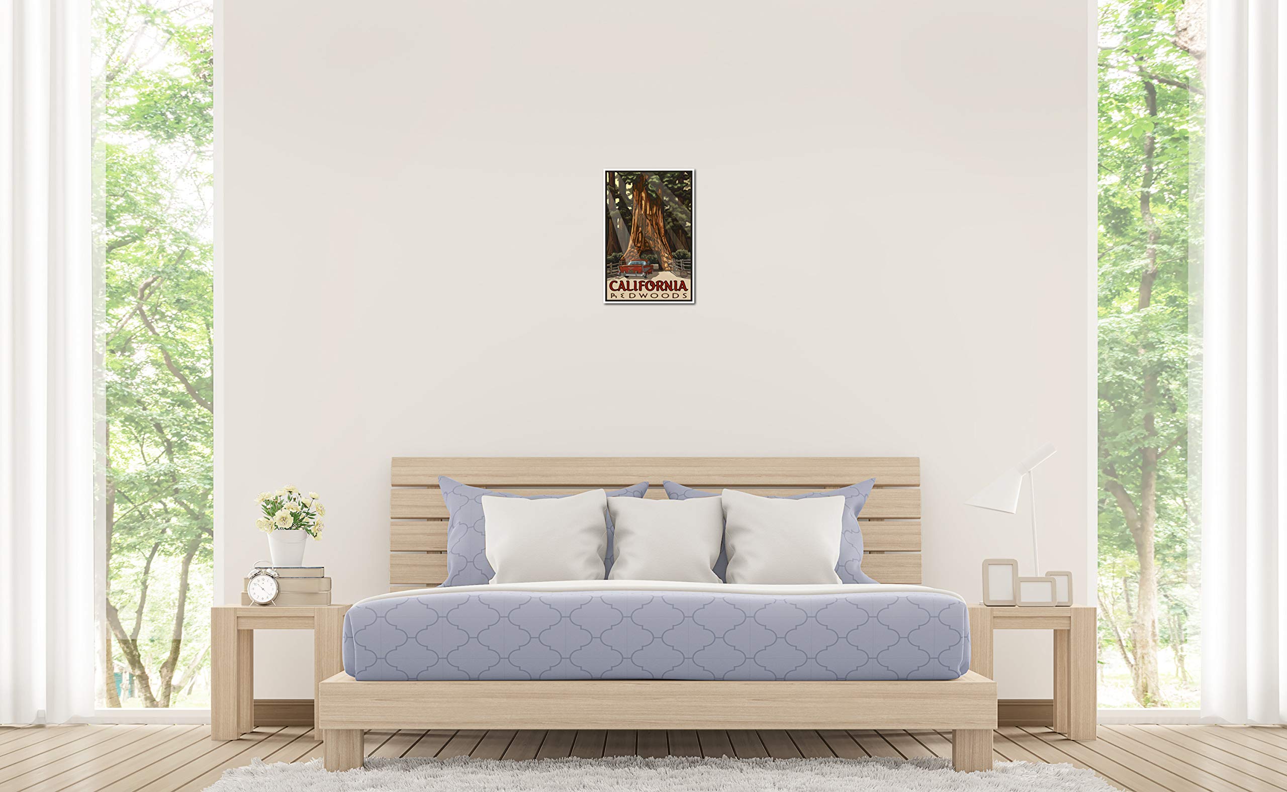 Art Of Place California Redwoods Car Thru Tree Giclee Art Print Poster From Travel Artwork By Artist Paul A. Lanquist 12'' X 18'