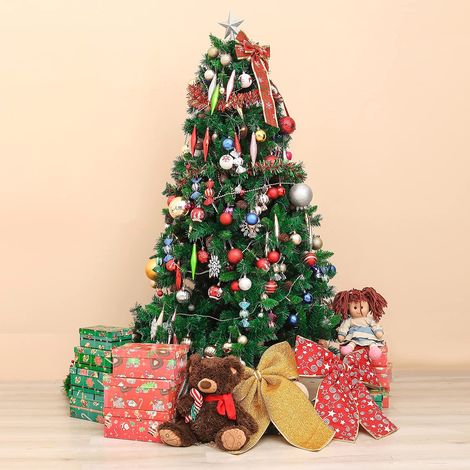 TKYGU 144pcs/1.18-Inch Christmas Ball Ornaments Gold Small Christmas Tree Balls for Xmas Holiday Wedding Party Decoration, Tree