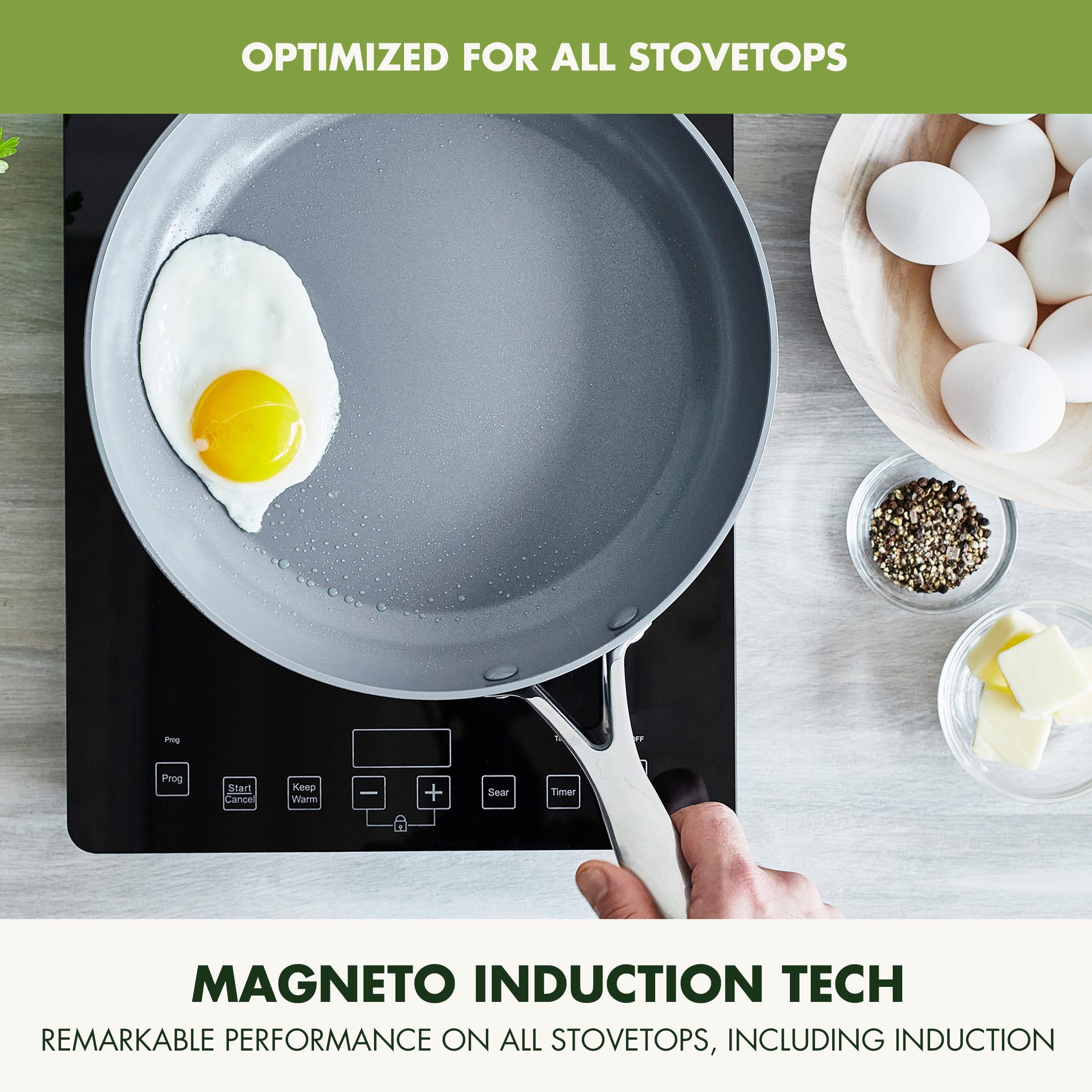 GreenPan Valencia Pro 11-Piece Cookware Set, Hard Anodized, Ceramic Nonstick, PFAS-Free, Gray