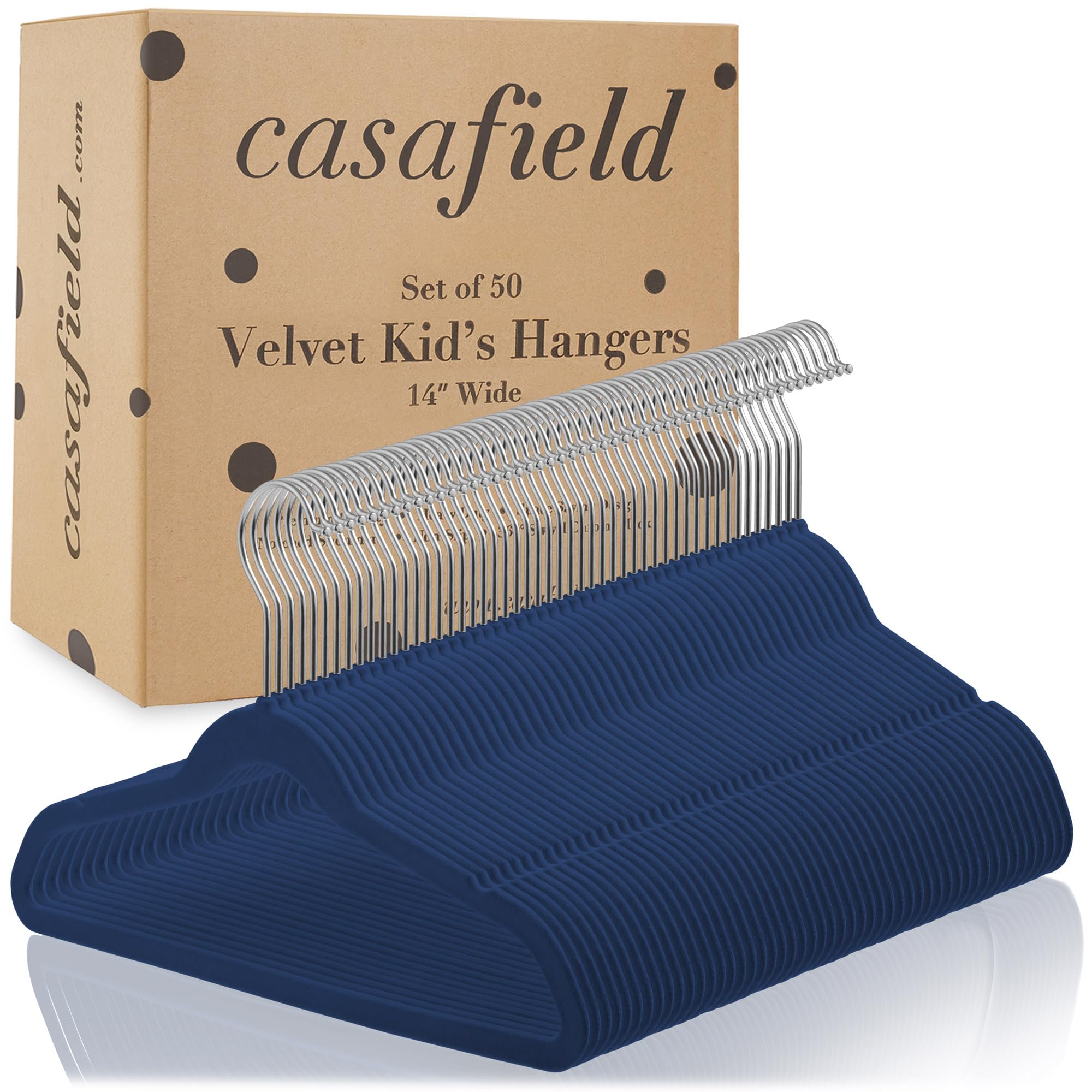Casafield 50 Velvet Kid 's Hangers - 14 '' Size for Children 's Clothes - Royal Blue
