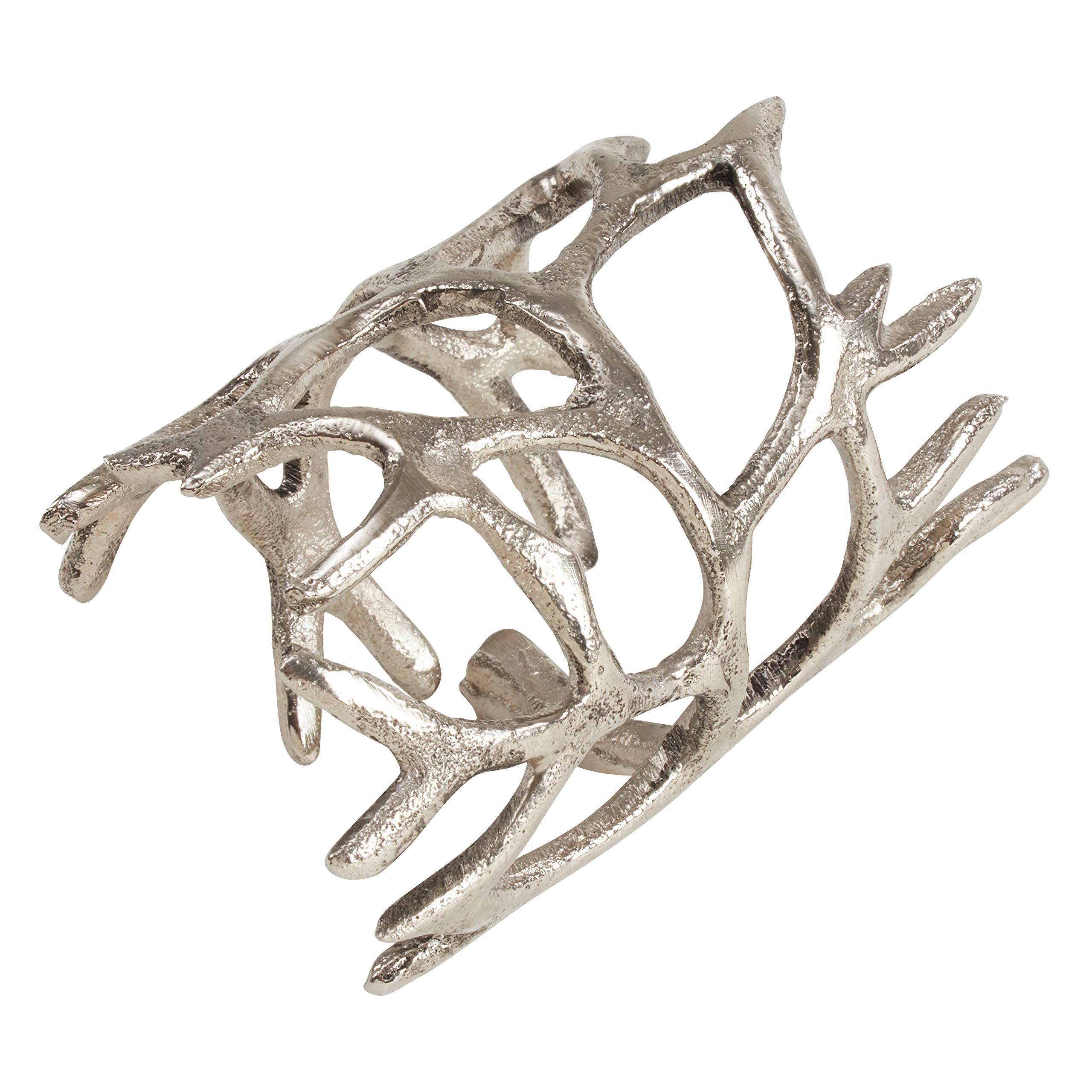 'Saro Lifestyle Collection Wrapped Antlers Napkin Rings (Set Of 4), Diameter: 1.75'''', 2.25''''H X 4''''L, Silver'' (Nr919.S)