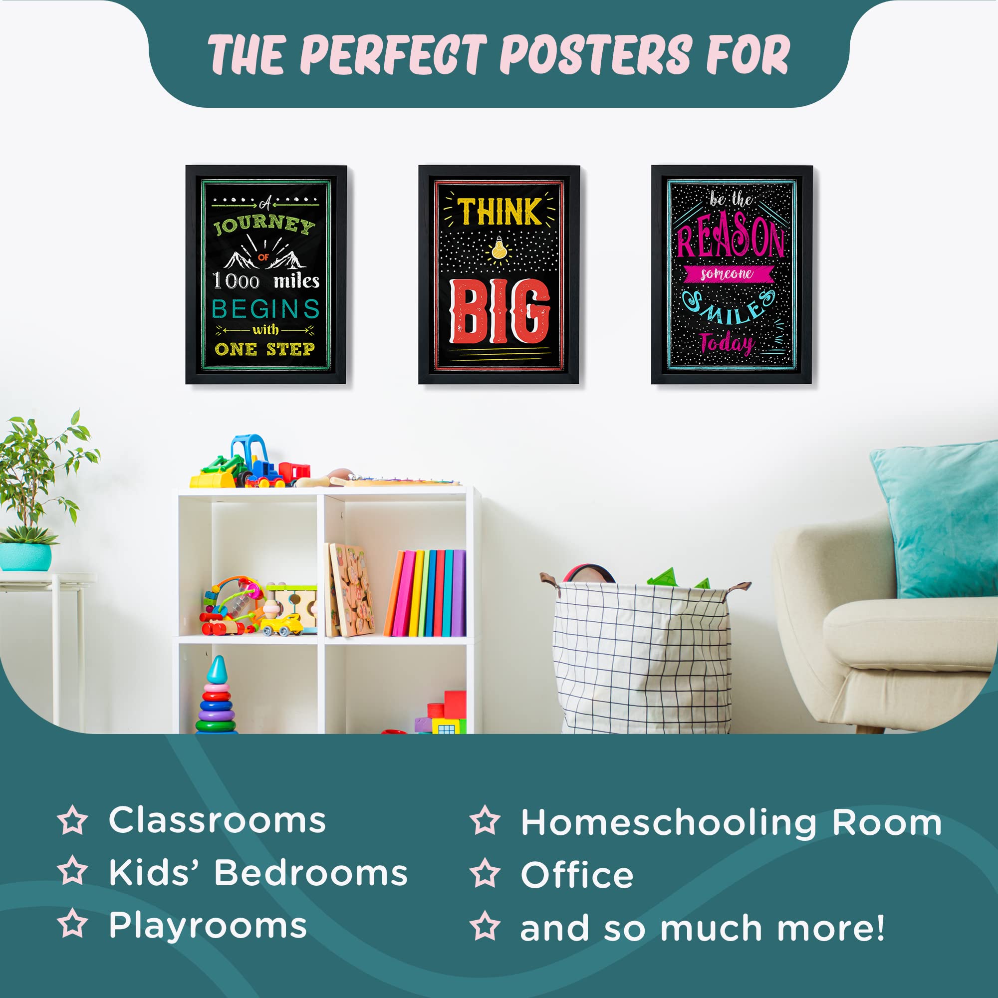 L&O Goods Black Chalkboard Motivational Wall Decor Posters  Set of 10 Inspirational Prints for Living Room  Office  Bedroom  And Classroom Wall Decorations 11 X 17