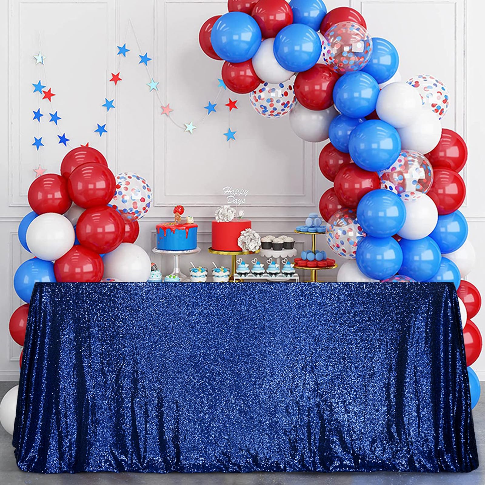 Squarepie Sequin Tablecloth Rectangular 60 X 102 Inch Navy Blue Reflect Lights Bling Sparkly Table Linen For Wedding Party