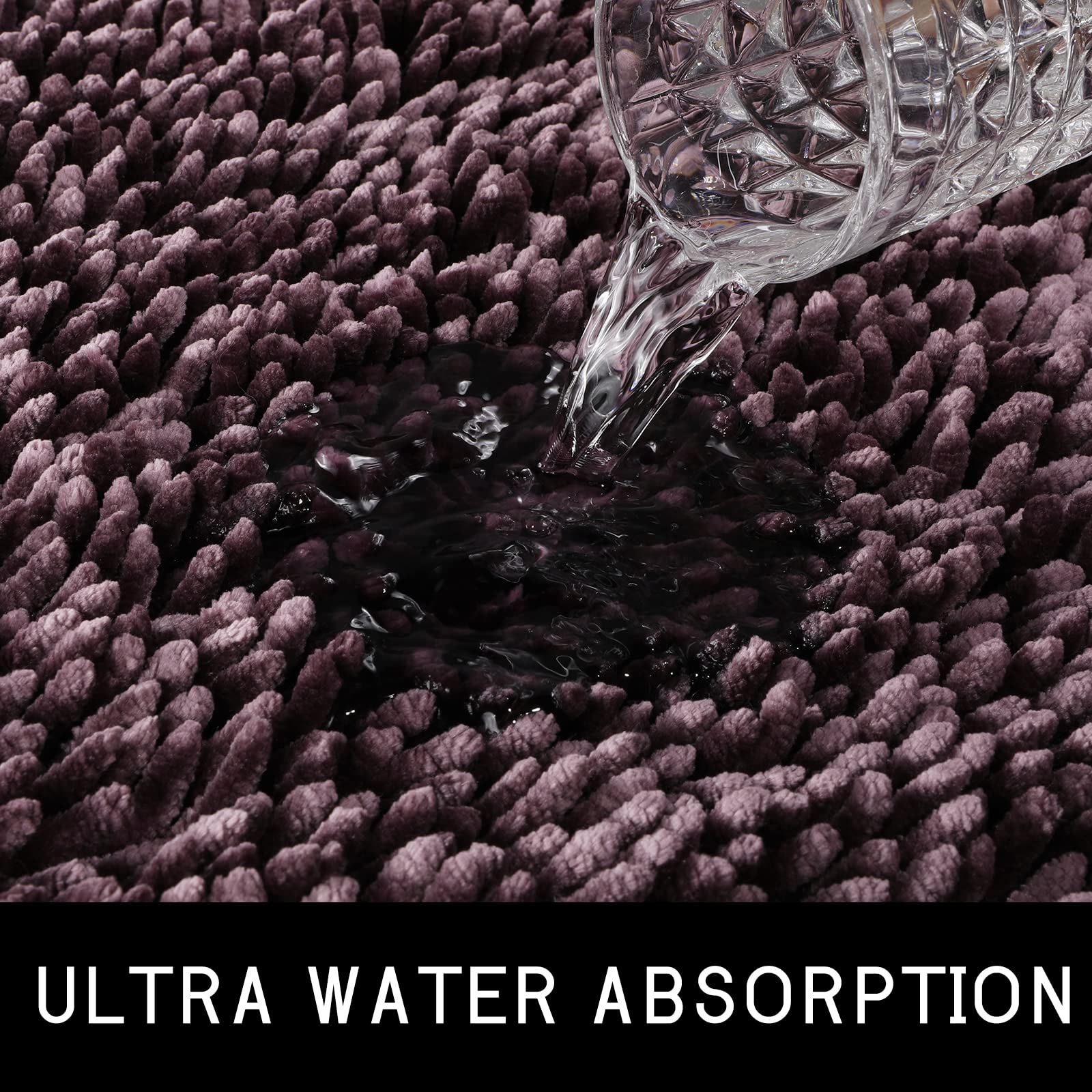 Yimobra Bathroom Rugs Sets 2 Piece  Shaggy Thick Non Slip Bath Rugs for Bathroom Floor Contour  Ultra Absorbent Plush Bath Mat for Shower  Machine Wash  31.5 x 19.8 + 24 x 17 Inches  Dark Purple