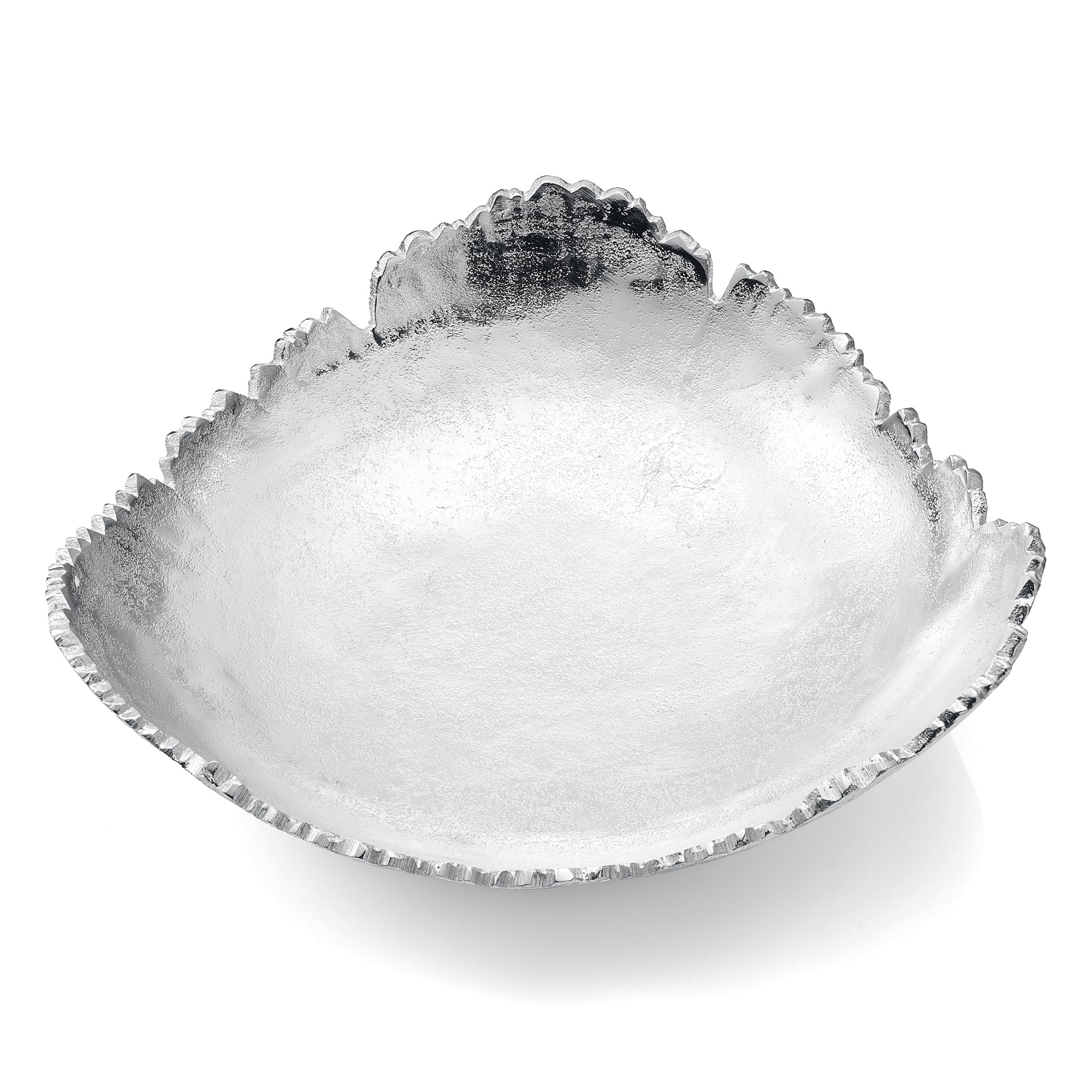 Silver Platter Bowl – Modern Aluminum Decorative Centerpiece with Textured Metallic Finish