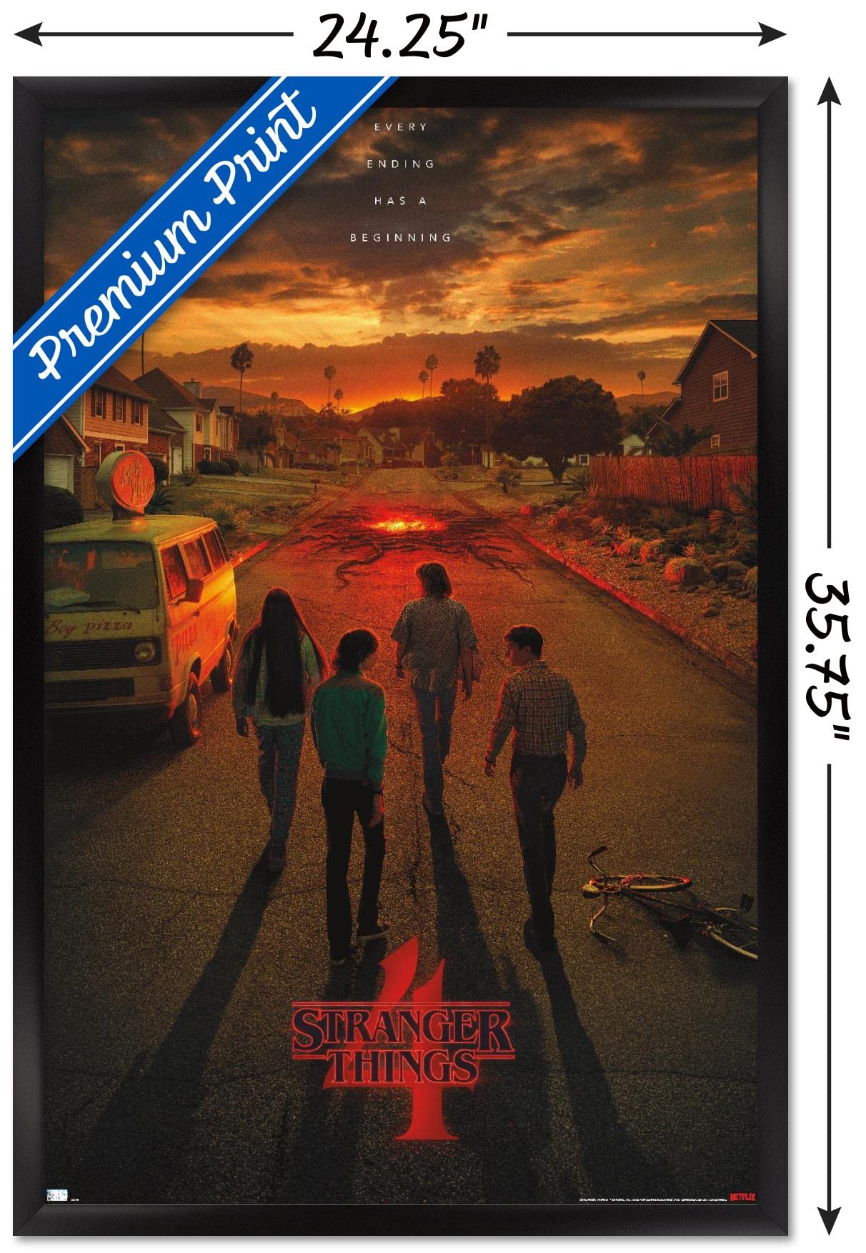 Trends International Netflix Stranger Things: Season 4 - California Teaser One Sheet Wall Poster, 22.375'' X 34'', Black Framed