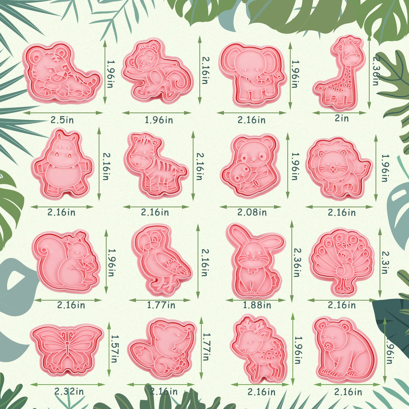 16 Pcs Animal Cookie Cutters With Plunger Stamps Set 3D Animal Shape Cookie Cutters Animal Embossing Cutter For Biscuit Fondant