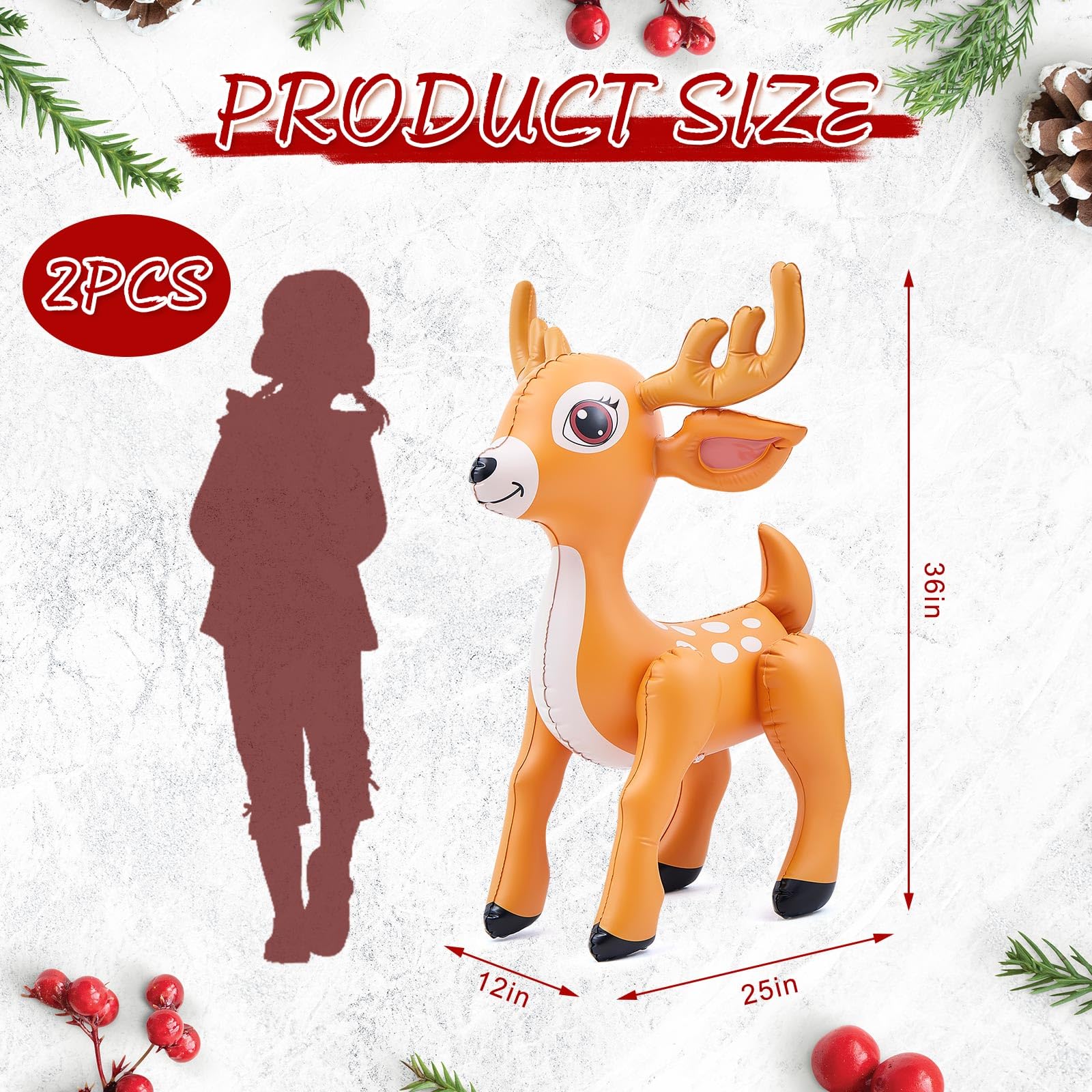 Liliful 1 Pcs Giant Inflatable Reindeer Inflatable Christmas Standing Reindeer Deer 36 x 25 Inch Blow up Animals Decorations for