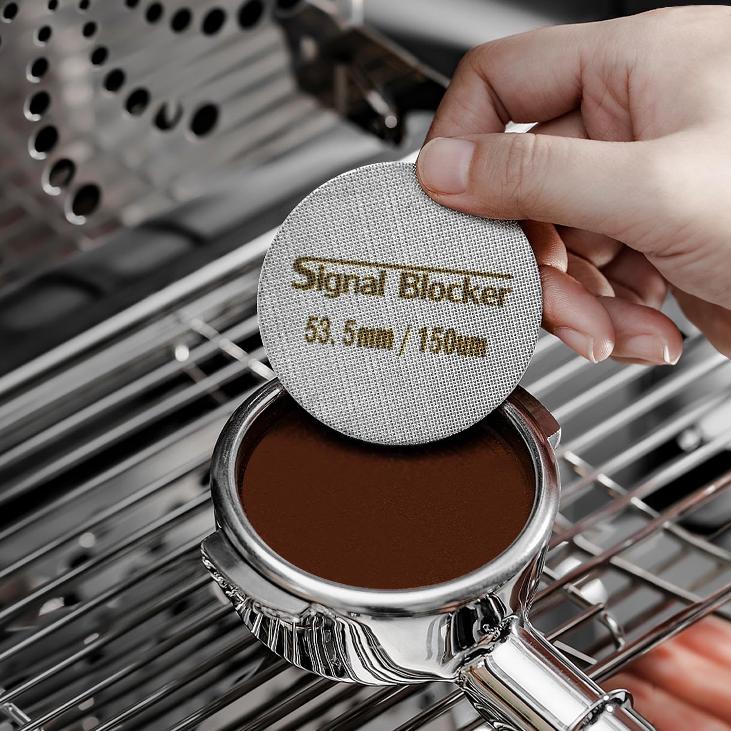 53.5Mm Espresso Puck Screen With Stand: Reusable Filter Fits 54Mm Espresso Portafilter Filter Basket - Professional Barista Coff