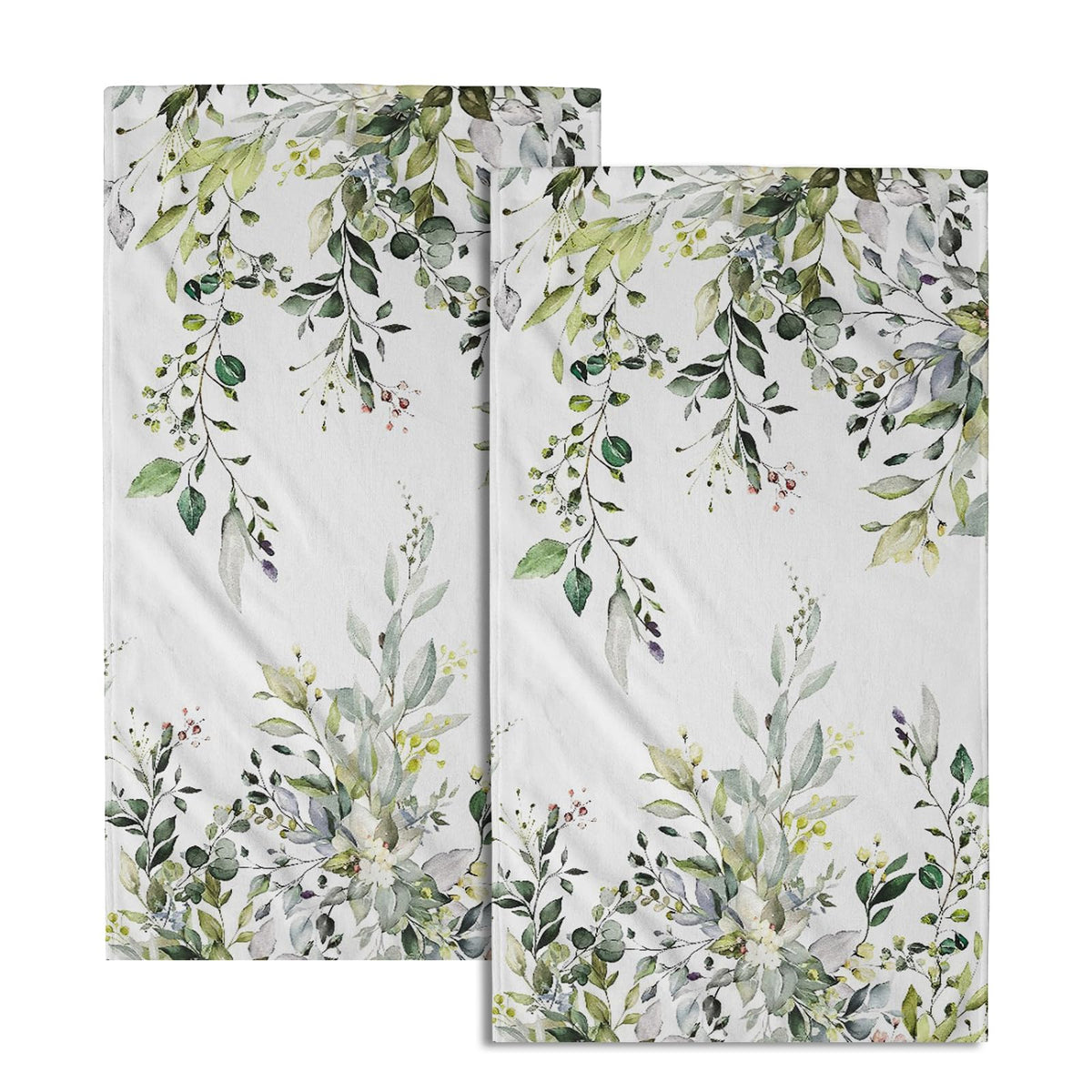Green Eucalyptus Hand Towels Set Of 2 Sage Leaves Soft Absorbent Small Bath Towel Kitchen Dish Guest Towel For Bathroom Hotel Gy