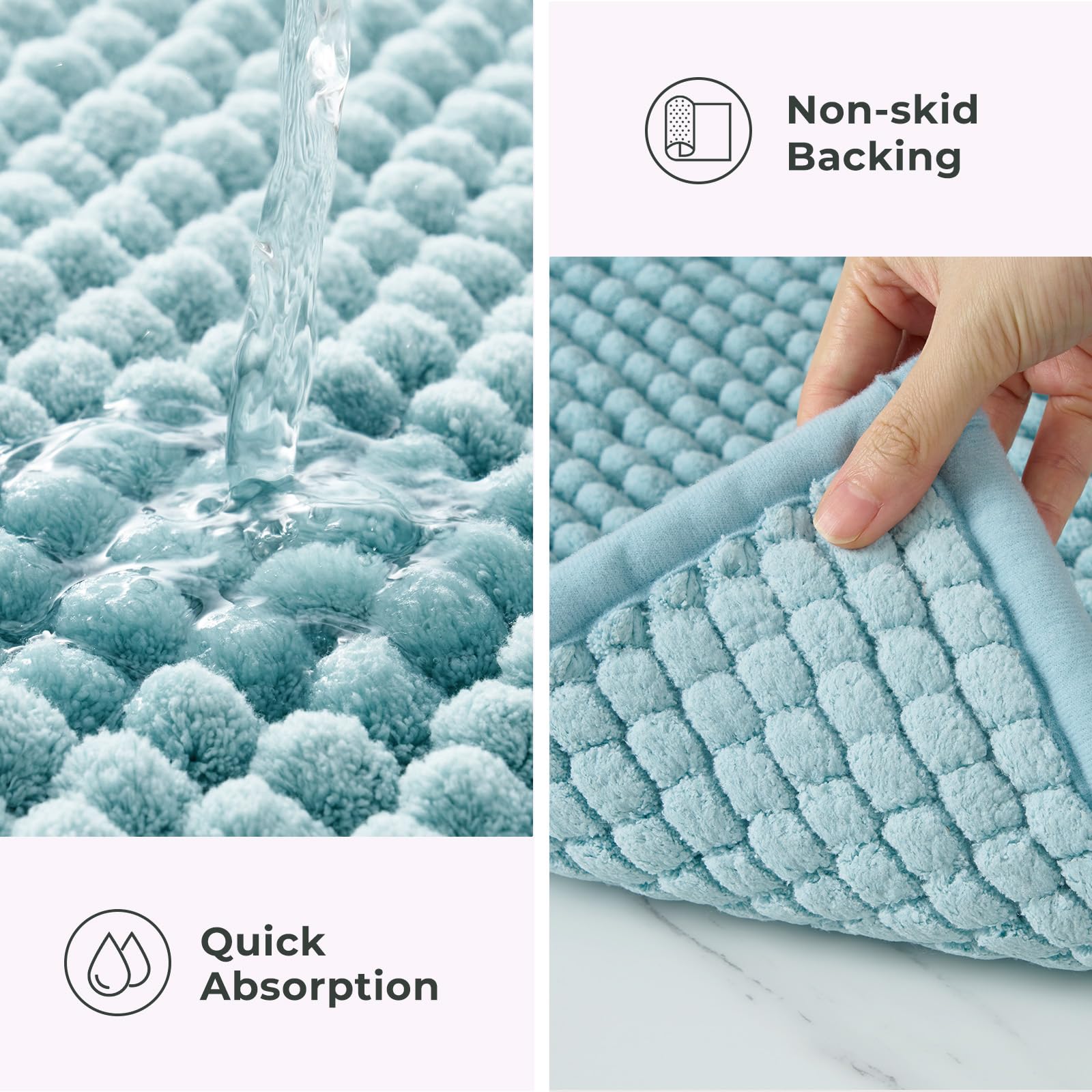 Freshmint Thick Chunky Chenille Bathroom Rugs 17''X24'', Non Slip Bath Mat For Bathroom Floor, Small Soft Bathroom Decor Accesso