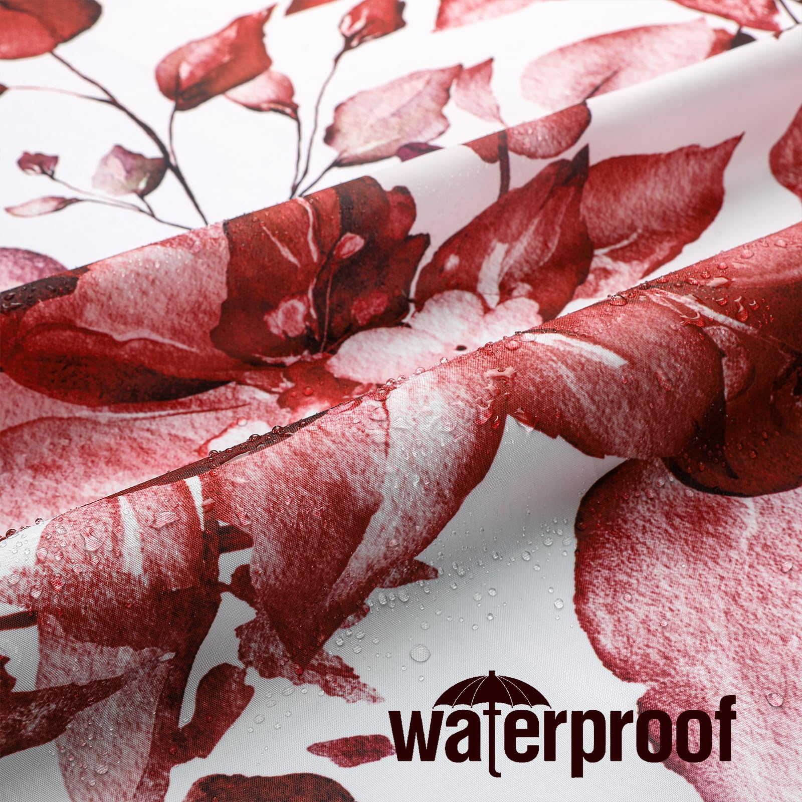 Gibelle Small Stall Shower Curtain 36 X 72, Narrow Half Burgundy Red Floral Shower Curtain For Bathroom, Watercolor Plant Eucaly