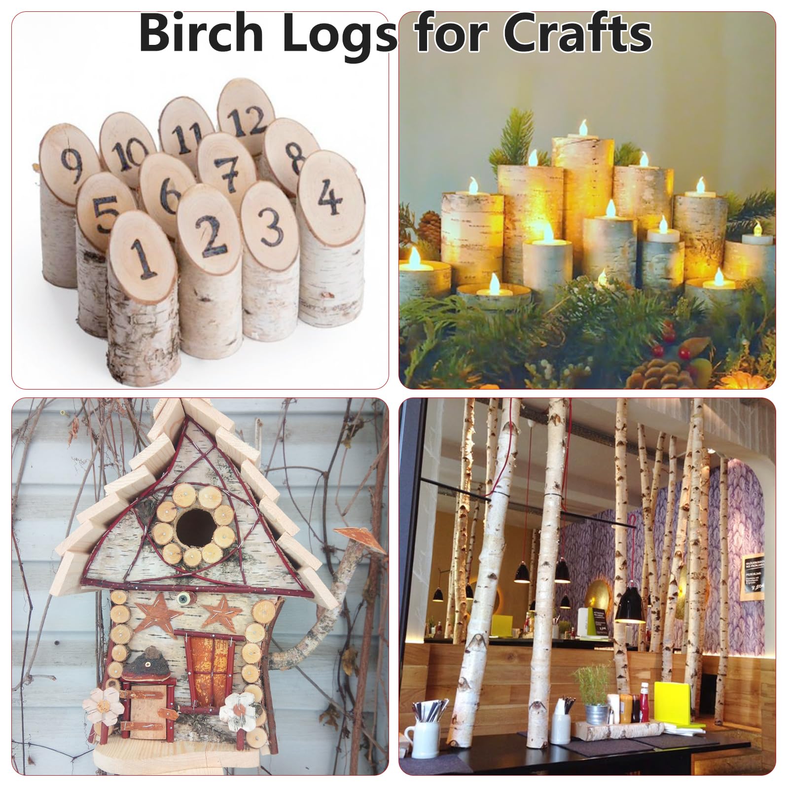6 Pack Birch Logs Decorative Natural Birch Log For Decoration,Crafts,Diy,White Birch Logs For Fireplace Decor Firewood(Birch Log