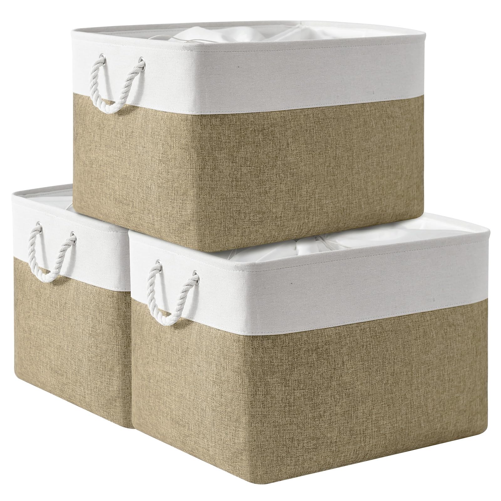 Thewarmhome Organization And Storage Basket For Organizing - 20X16X14 Inch Jumbo 3 Pack Collapsible Storage Bins For Shelves, Fa