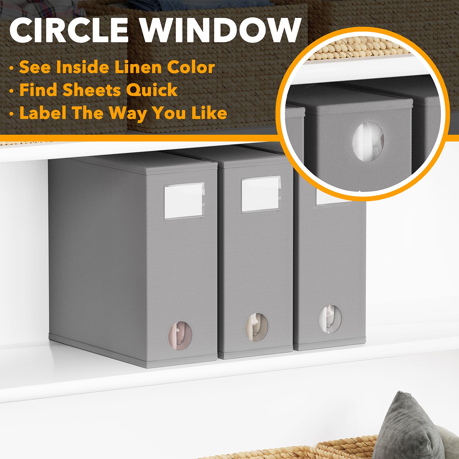 SpaceAid 3 Pack Bed Sheet Organizers and Storage, Foldable Sheet Organizer for Linen Closet, Sheets Set Folder Keeper with Windo