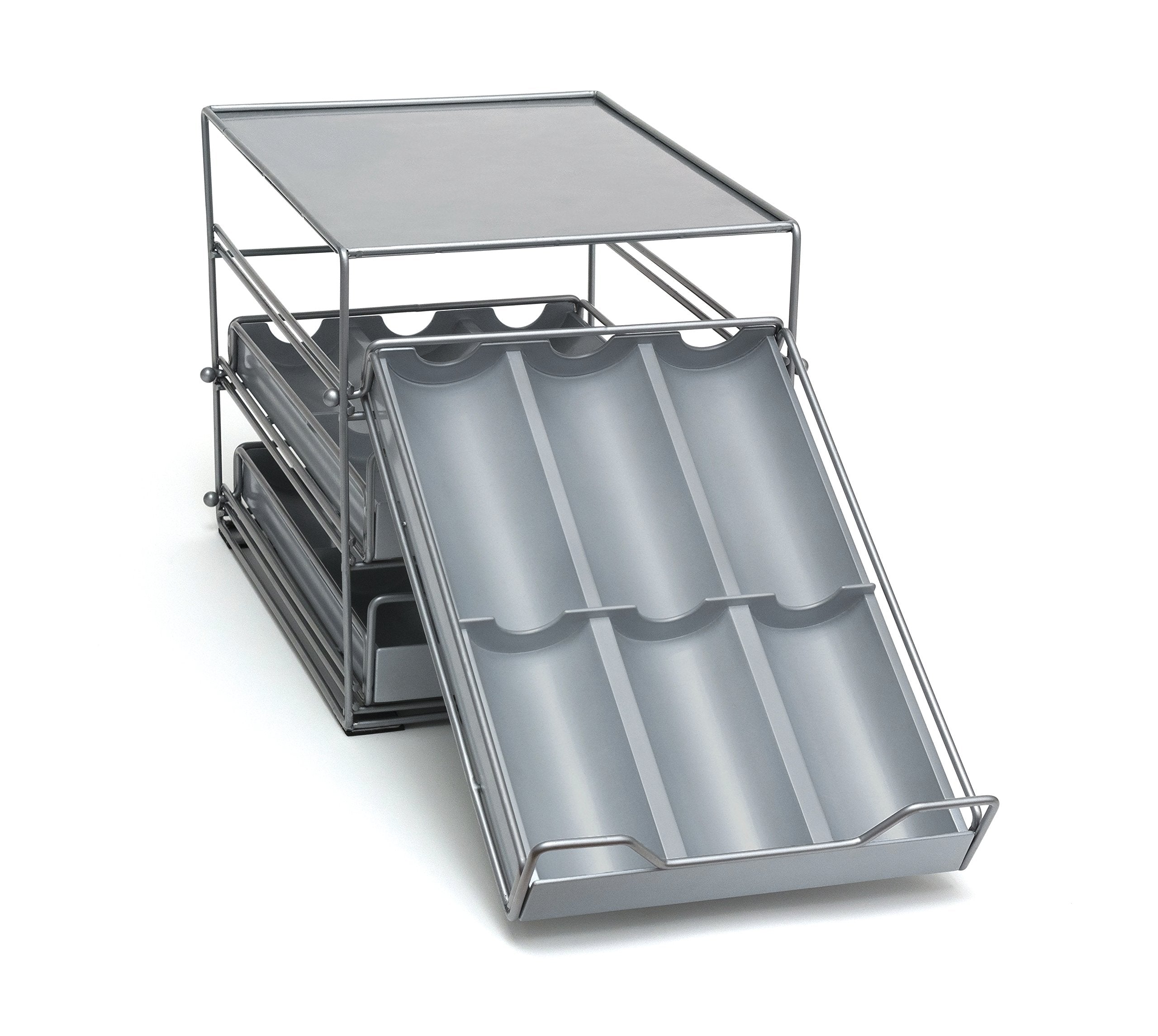 Lipper International Alloy Steel Three-Tier Tilt Down Kitchen and Cooking Spice Drawer, Silver/Gray, 8.75D x 10.5W x 8.75H