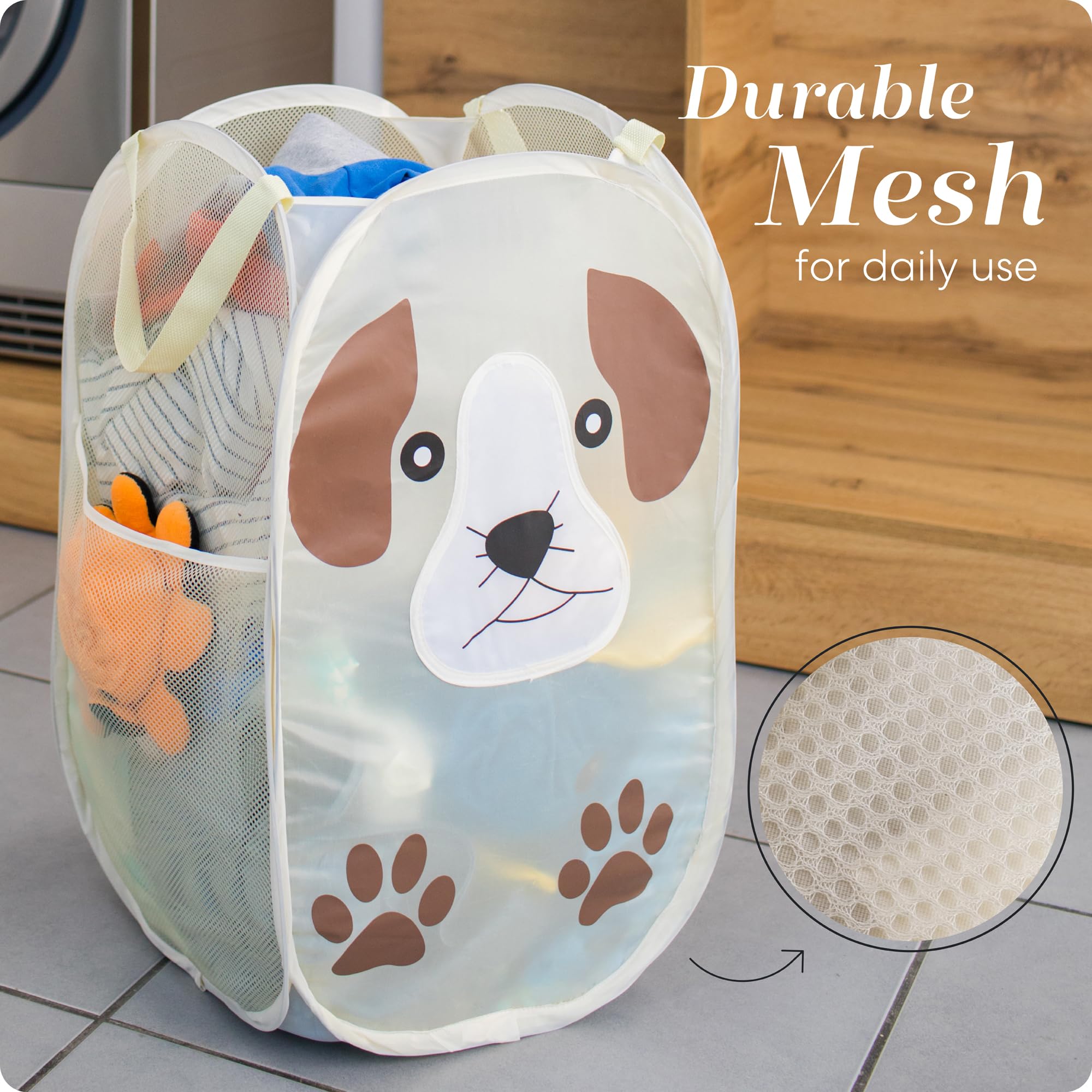 Collapsible Mesh Pop Up Laundry Hamper With Wide Opening And Side Pocket - Breathable, Sturdy, Foldable, And Space-Saving Design