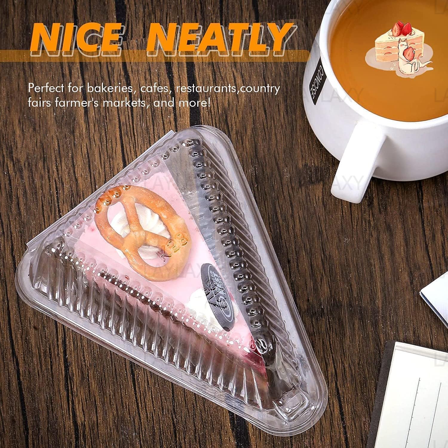 50 Pcs Cake Slice Containers With Lid, Clear Plastic Individual Carrier Transparent Disposable Triangle Boxes For Cheesecake, Fl
