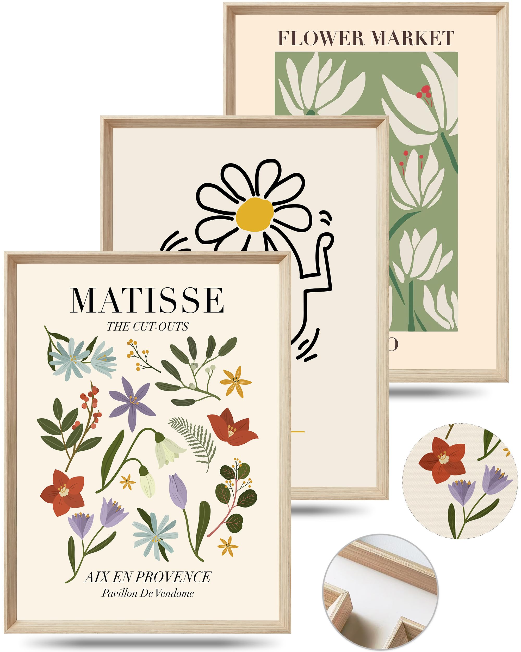 Hesendot Framed Matisse Canvas Wall Art For Bedroom,Abstract Matisse Canvas Wall Decor,Minimalist Classic Decor Aesthetic,12X16I