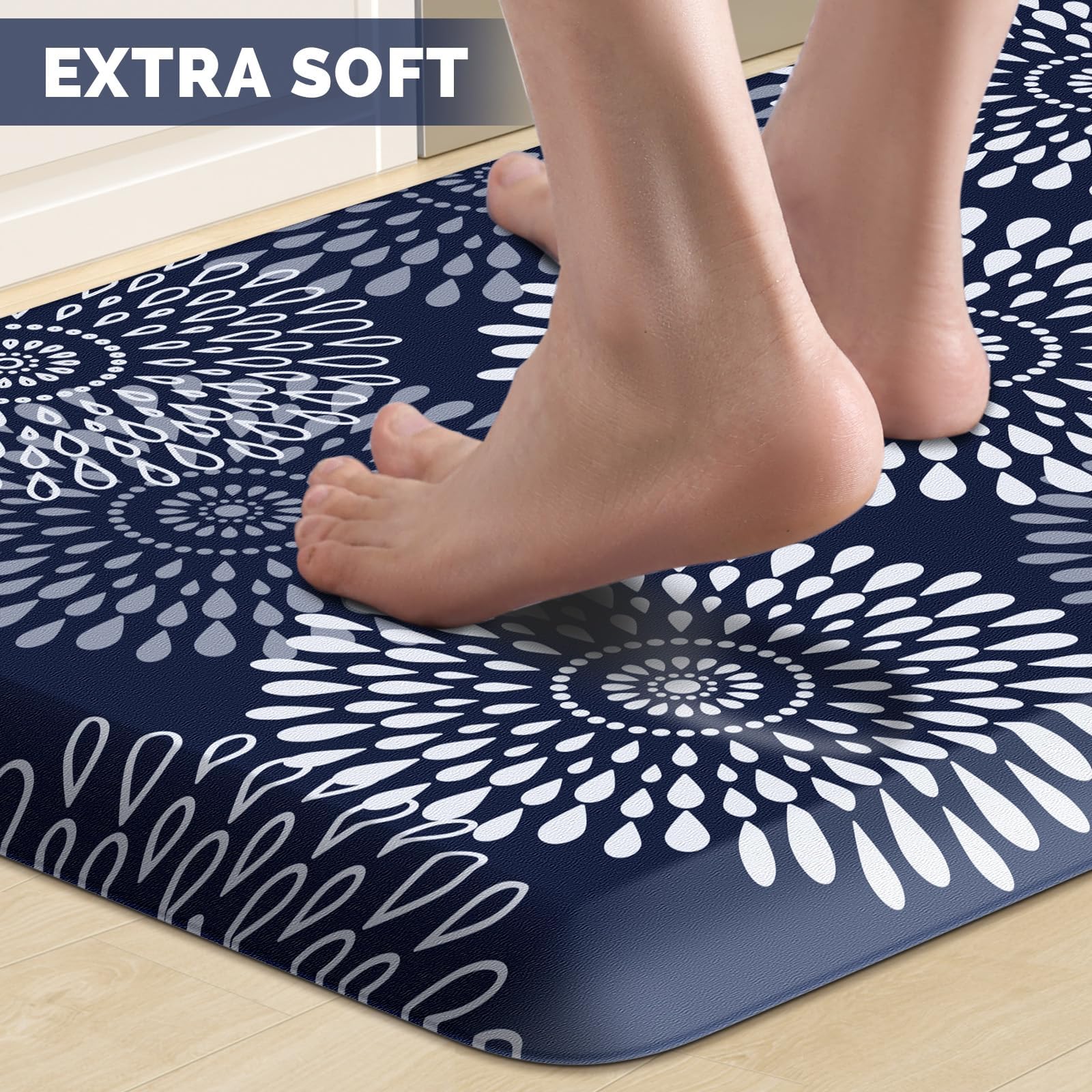 LuxStep Kitchen Mat - Waterproof Anti-Fatigue Non-Slip Rug, 17.3" x 28", Blue