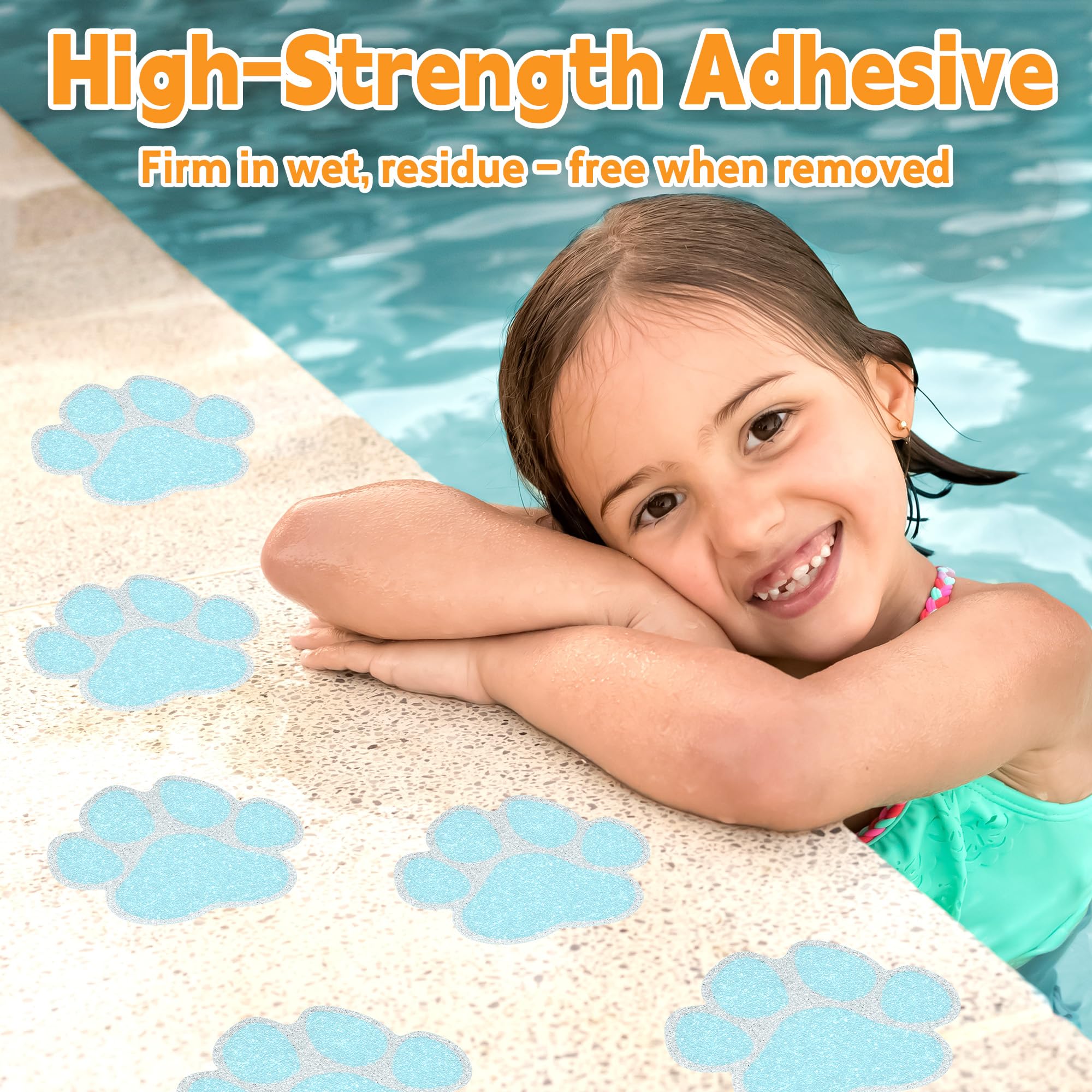 Secopad Non-Slip Bathtub Stickers  20 Large PCS Safety Bathroom Tubs Showers Treads Adhesive Decals Scraper (Blue)