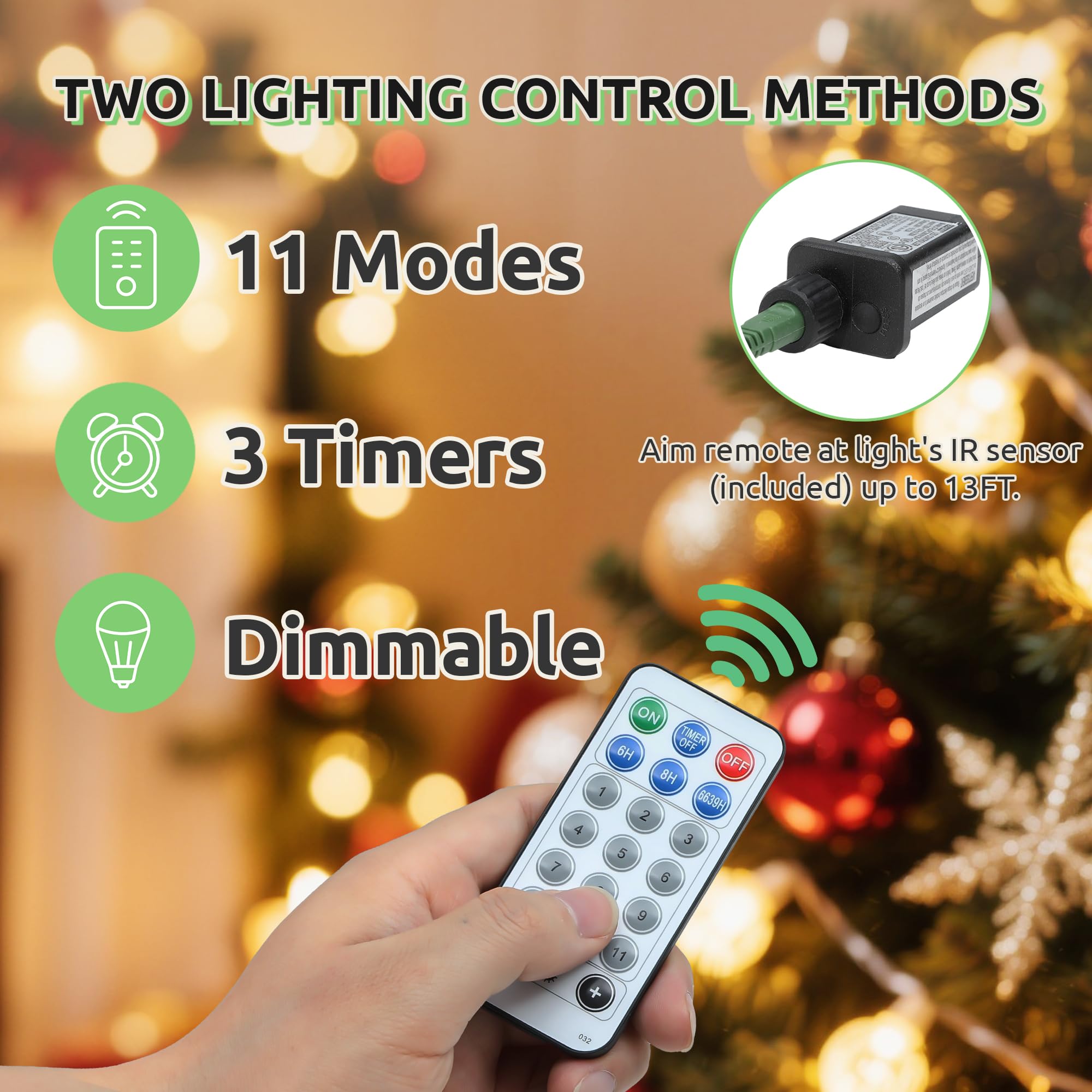GOOBED 6FT Prelit Artificial Christmas Tree with Remote, Green Bell Shape Christmas Tree with Dual Color LED Lights, 11 Light Mo