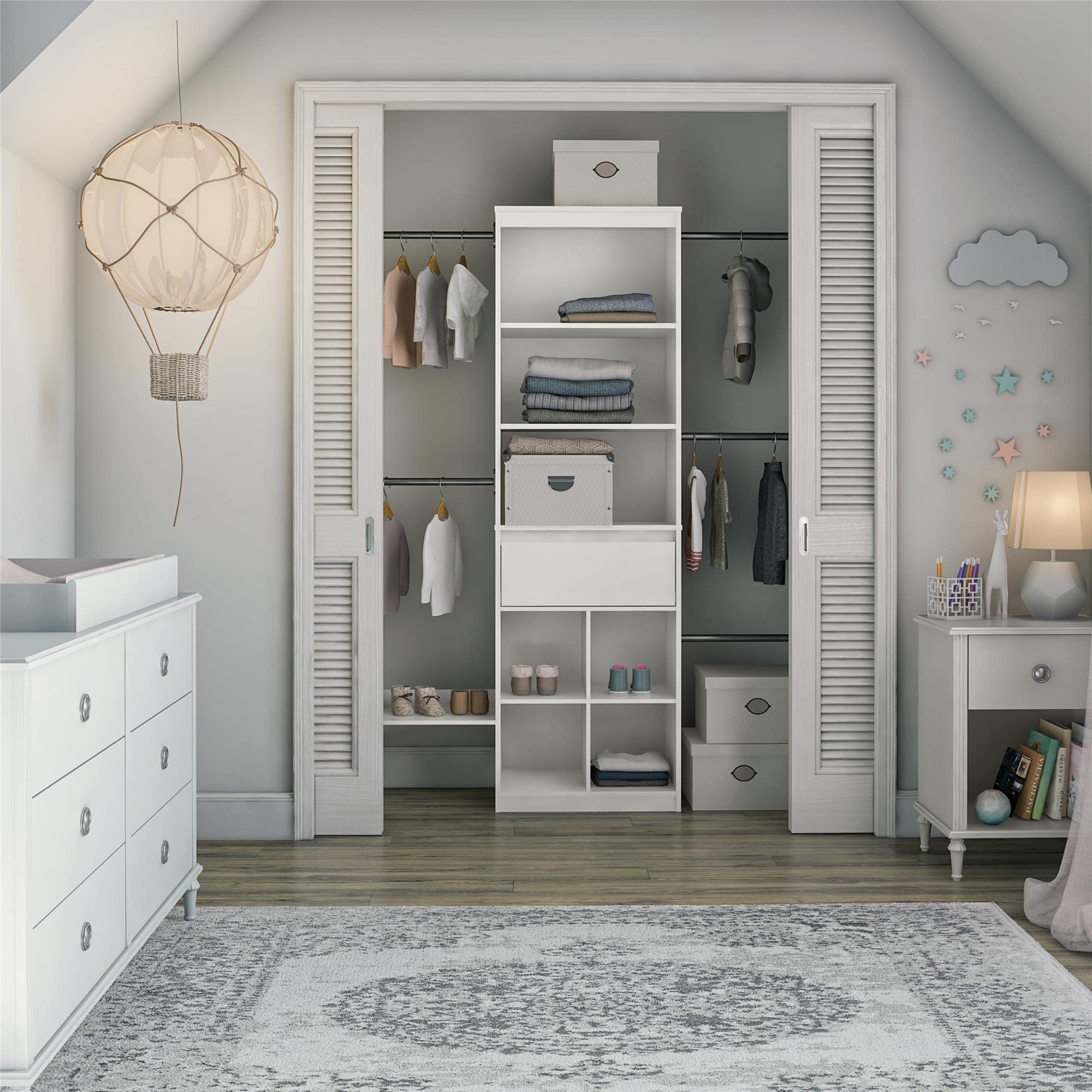 Little Seeds Grow With Me Adjustable Kids Closet Organizer System, 15.69'' D X 95.44'' W X 76.62'' H, White