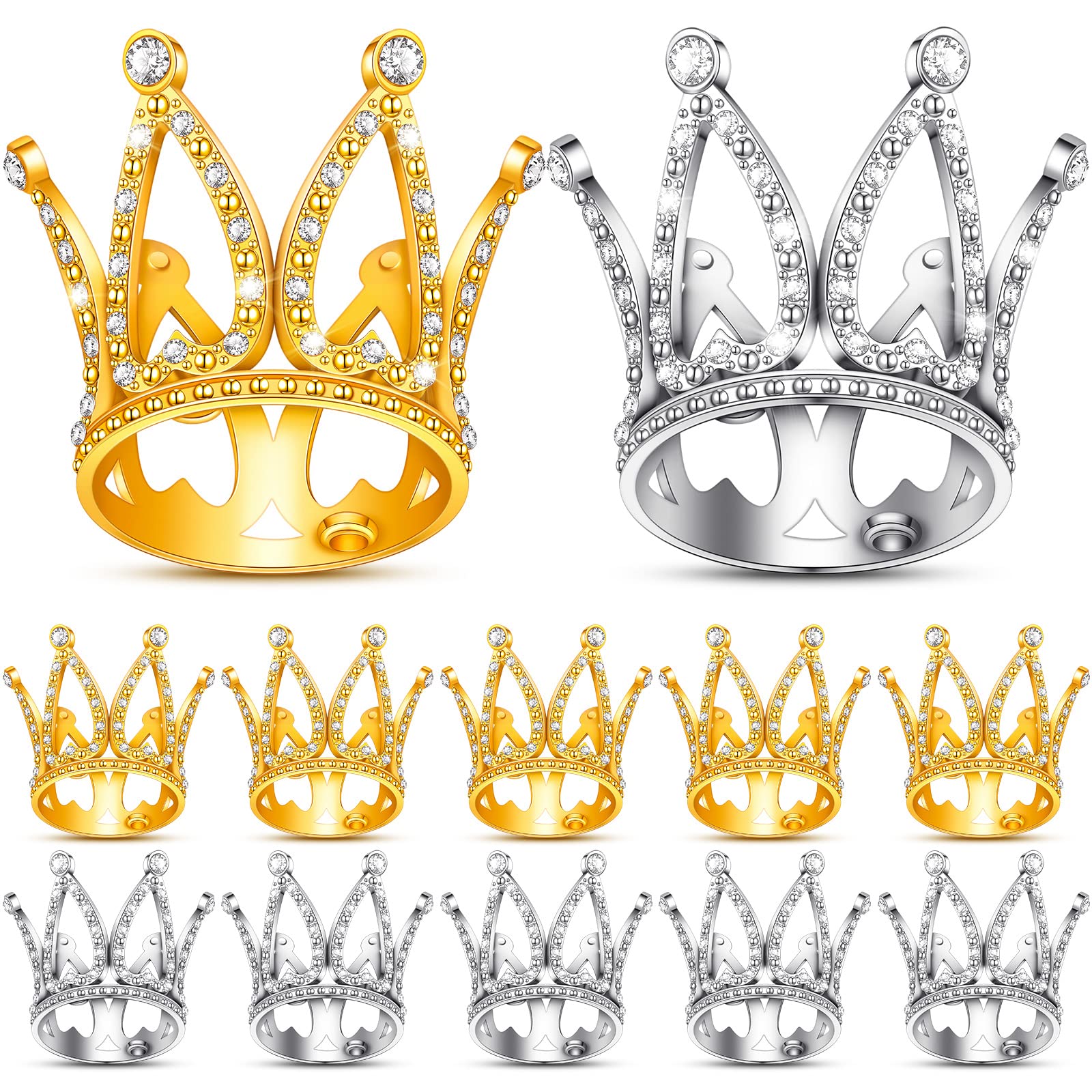 12 Pcs Crown Cake Topper Mini Baby Crown Tiny Queen Crown Small Princess Headpiece Cake Decoration for Women Lady Girl Bridal We