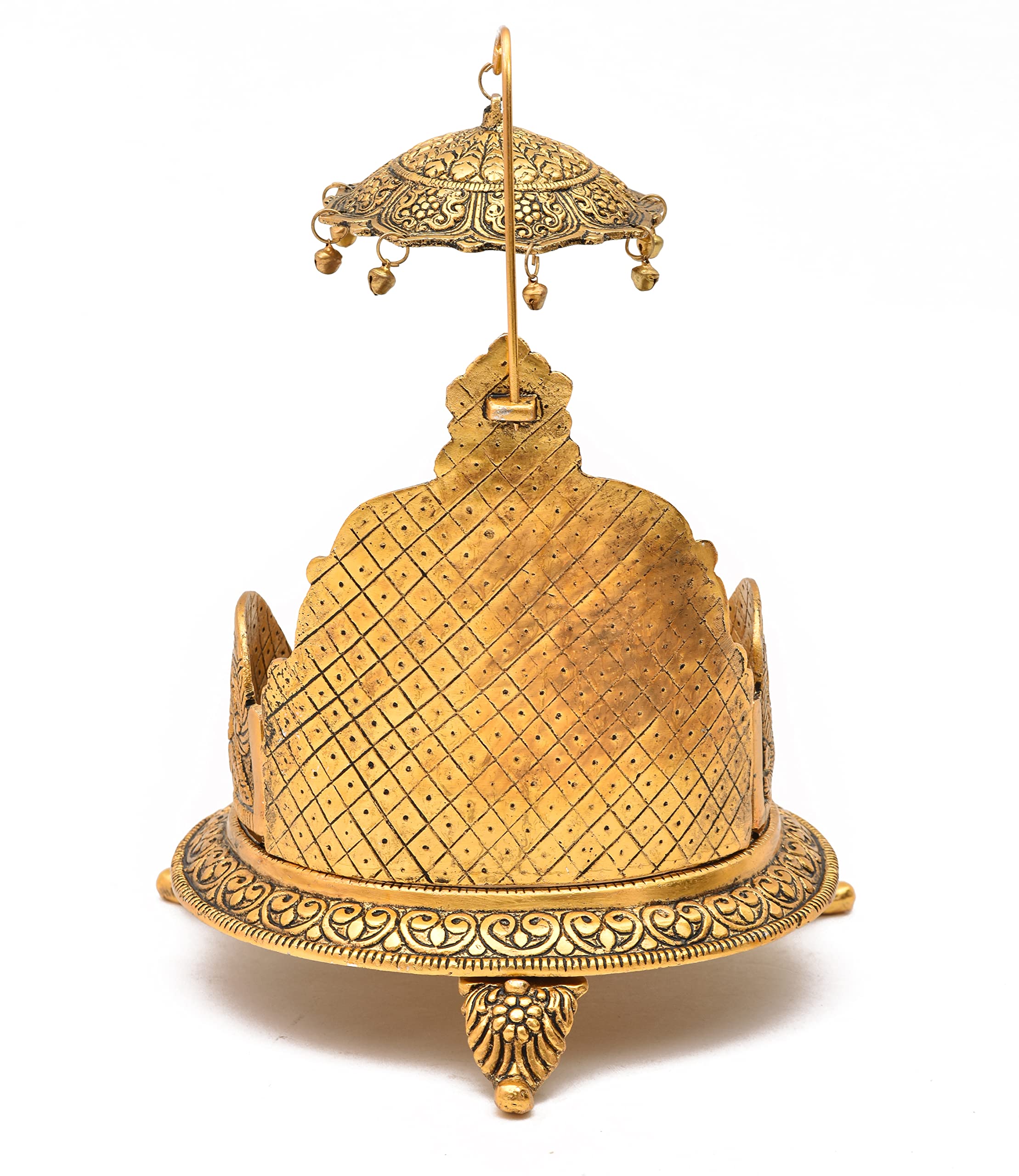 Nirmal Handicraft Gold Metal Handicraft Pooja Jhula | Swing| Palana | Ladoo Gopal Singhasan |Nand Gopal Palana | Hindola For Lad