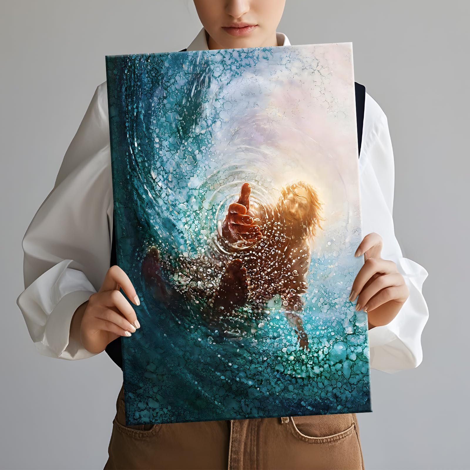 Jesus Christ Canvas Wall Art Jesus Saving Peter From Drowning Modern Religious God Poster Hd Framed Print Painting Picture Artwo