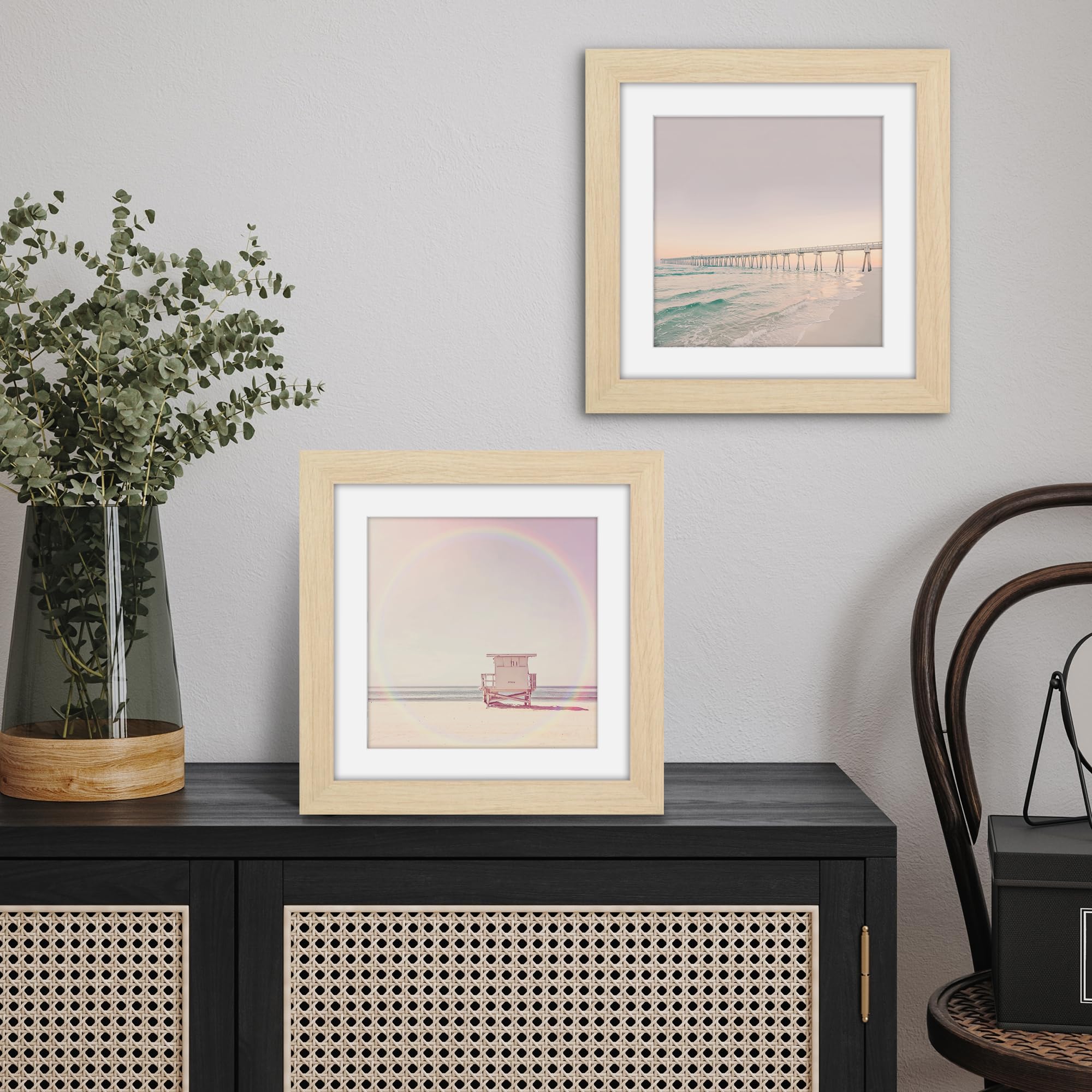 Americanflat 10x10 Picture Frame with Shatter-Resistant Glass - Use as 8x8 Frame with Mat or Display 10x10 Photo Without Mat - H