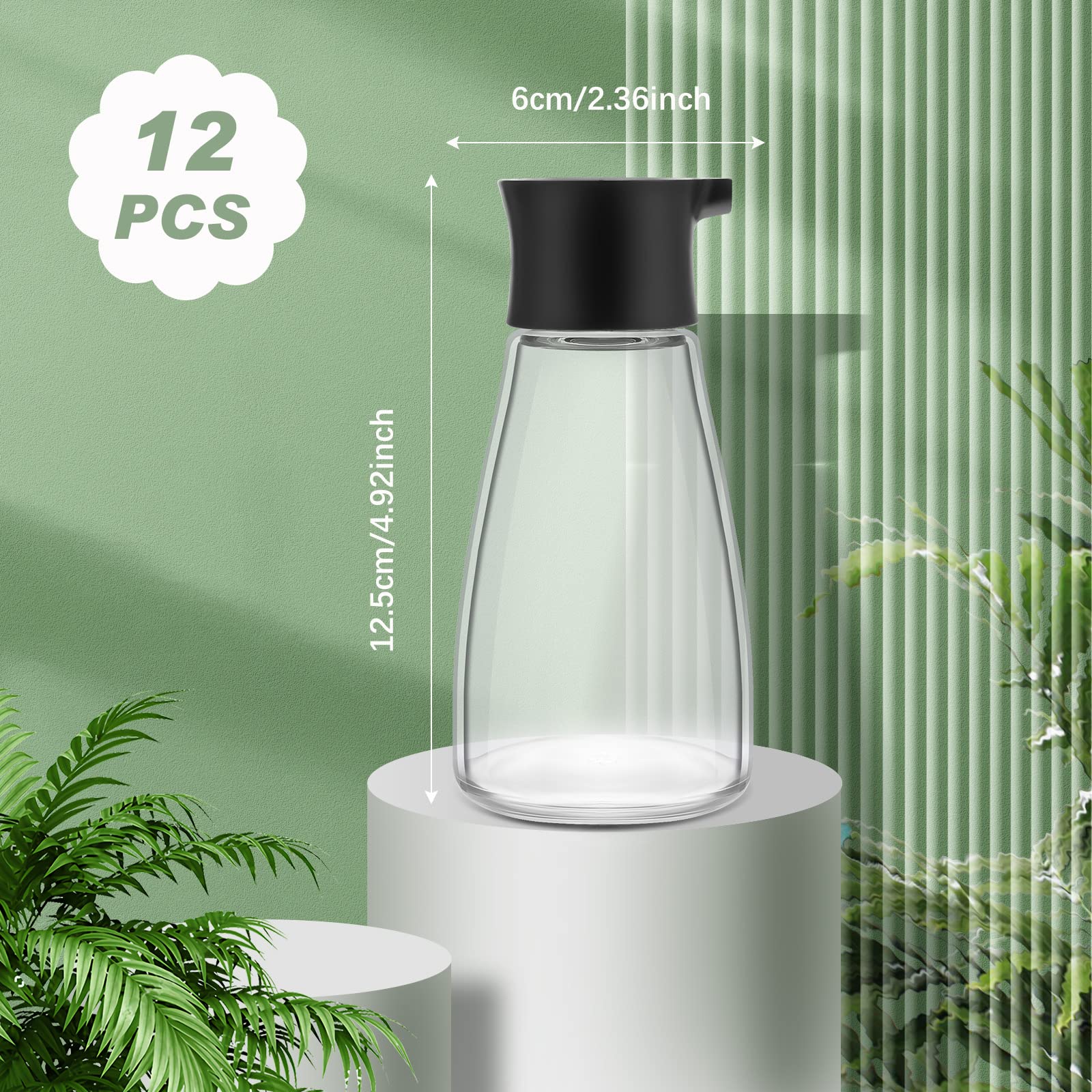 12 Pcs Soy Sauce Dispenser Leakproof Cruet Dispenser Set Small Sauce Bottles Glass Soy Sauce Container Oil Dispensing Bottles Se