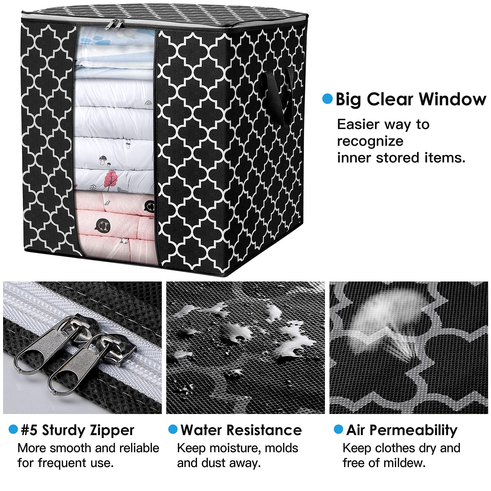 WISELIFE Storage Bags [3 Pack/100L] Large Blanket Clothes Organization and Storage Containers for Comforters,Bedding, Foldable O