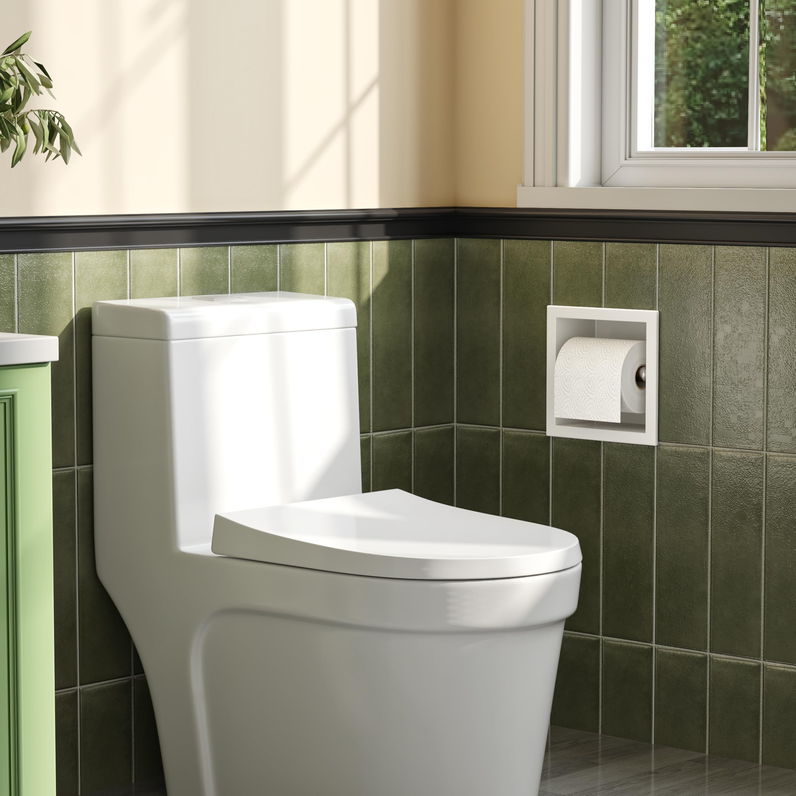 Qeke Toilet Paper Holder - SUS 304 Stainless Steel, Recessed, 6.8"x6.8", Matte White