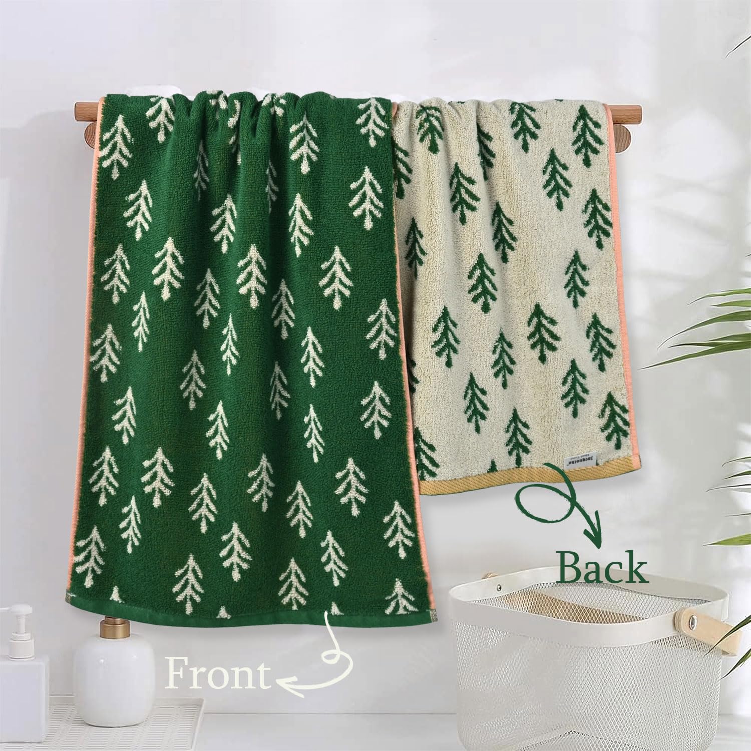 Jacquotha Christmas Hand Towels Set Of 2 - Decorative Towels For Kitchen Bathroom Winter Decor Xmas Gifts, Cotton Towel Daily Lu