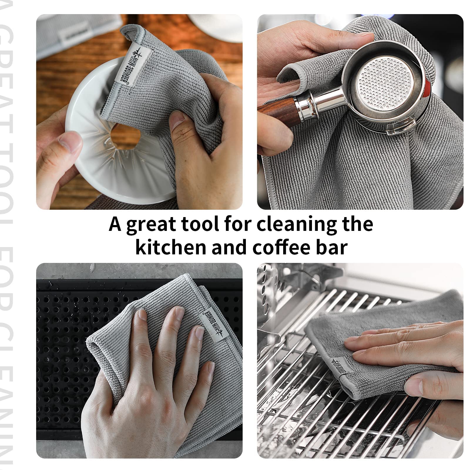 Mhw-3Bomber Barista Towels For Espresso 4Pack, 11'' Microfiber Barista Cloth Espresso Cleaning Towel For Coffee Bar - Coffee Cle