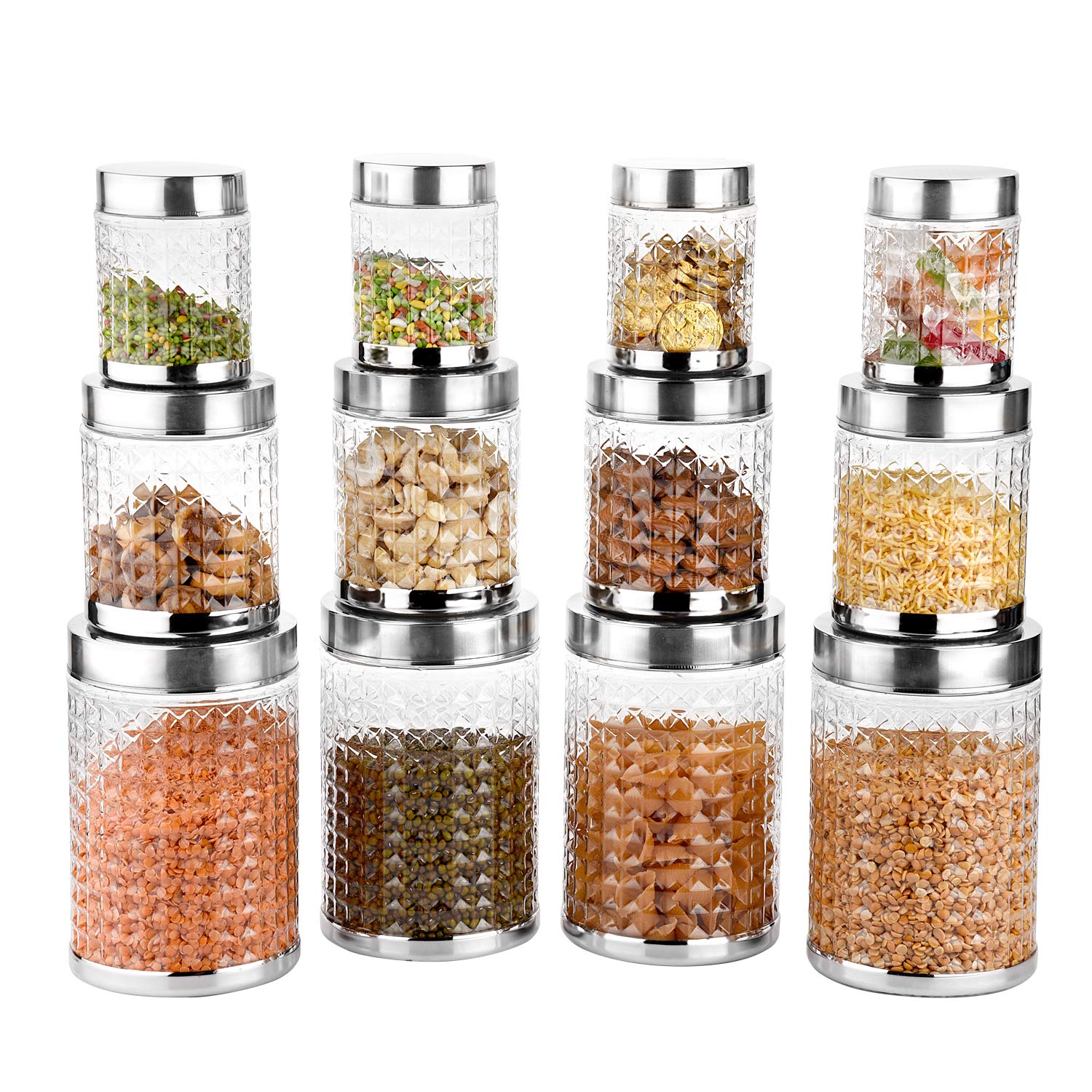 Sky Hector Jumbo Celebration 16 Pcs Storage Pet Container Gift Set For Kitchen (2200 Ml X 4,1200 Ml X 4,600 Ml X 4,300 Ml X 4),S