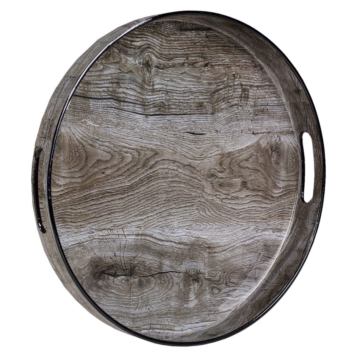 Maoname 13'' Round Decorative Tray, Plastic Tray With Handles, Coffee Table Tray, Serving Tray For Ottoman, Bathroom, Kitchen (S